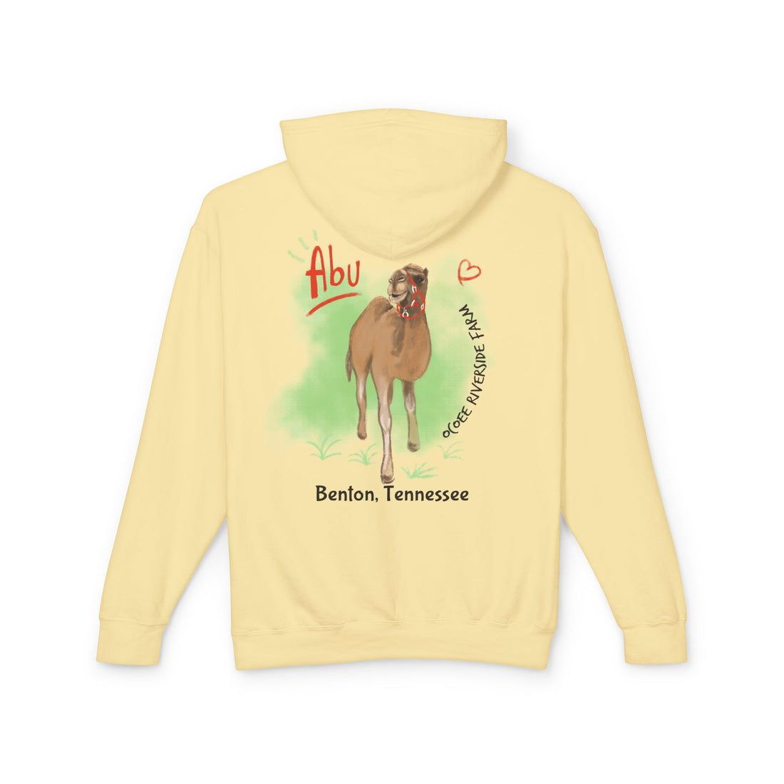 Unisex Lightweight Hooded Sweatshirt - Ocoee Riverside Farm Cute Camel