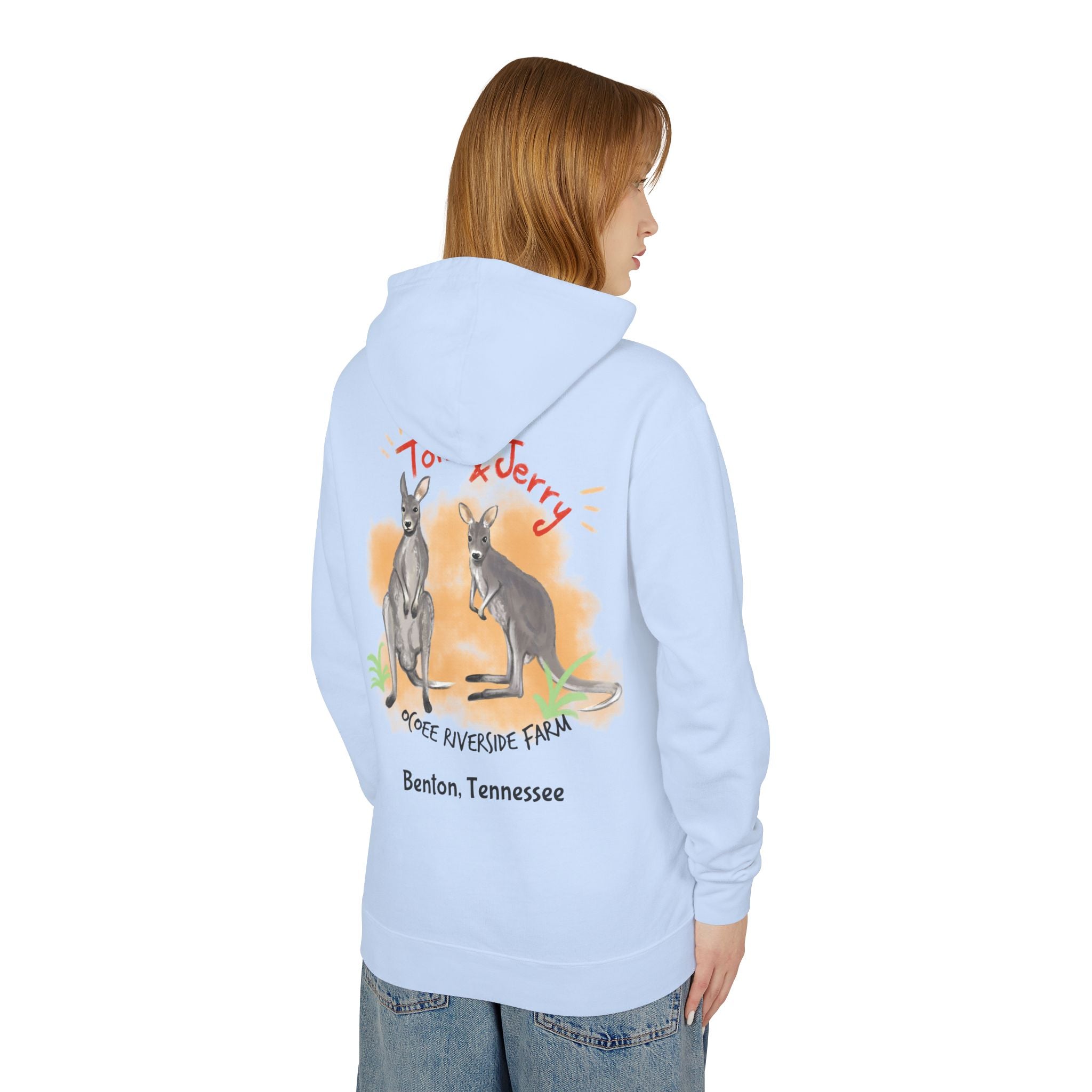Unisex Lightweight Hooded Sweatshirt - Ocoee Riverside Farm Cute Kangaroo