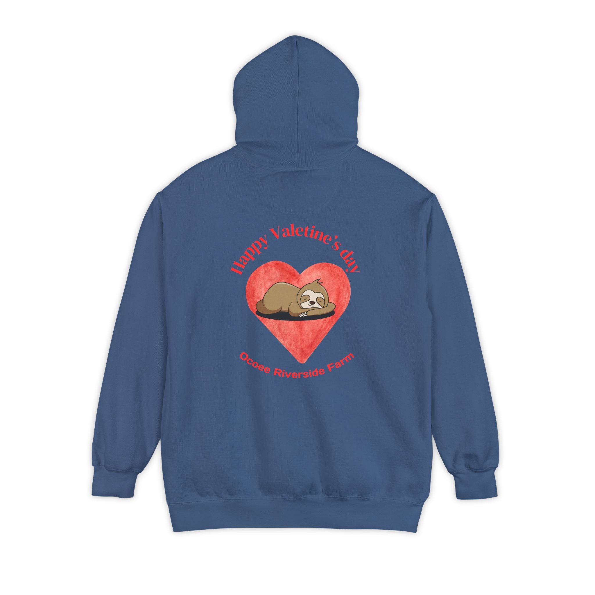 Valentine's Day Unisex Garment-Dyed Hoodie with Cute Sloth Design