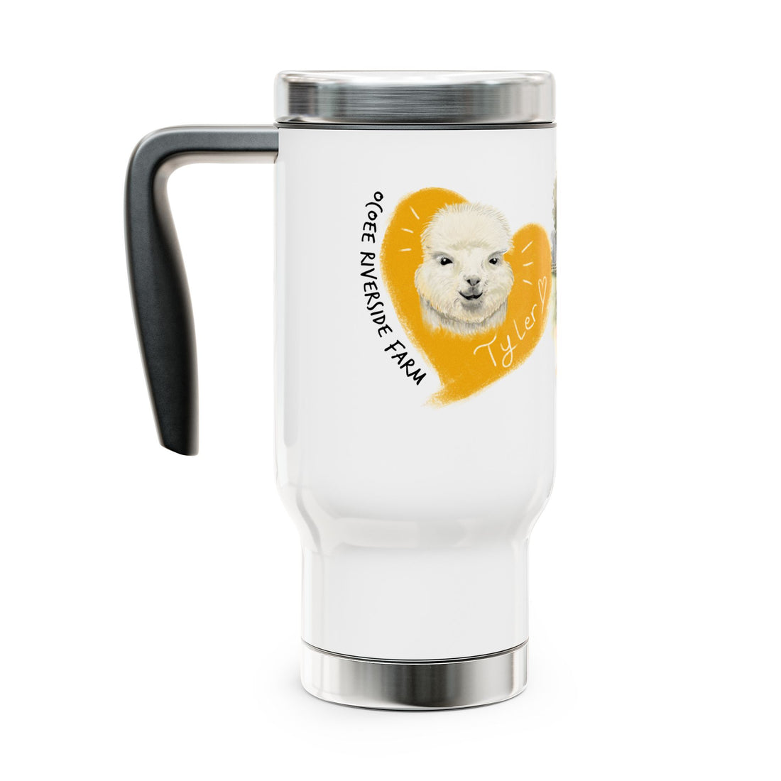 Personalized Stainless Steel Travel Mug - Farm Animal Design, 14oz