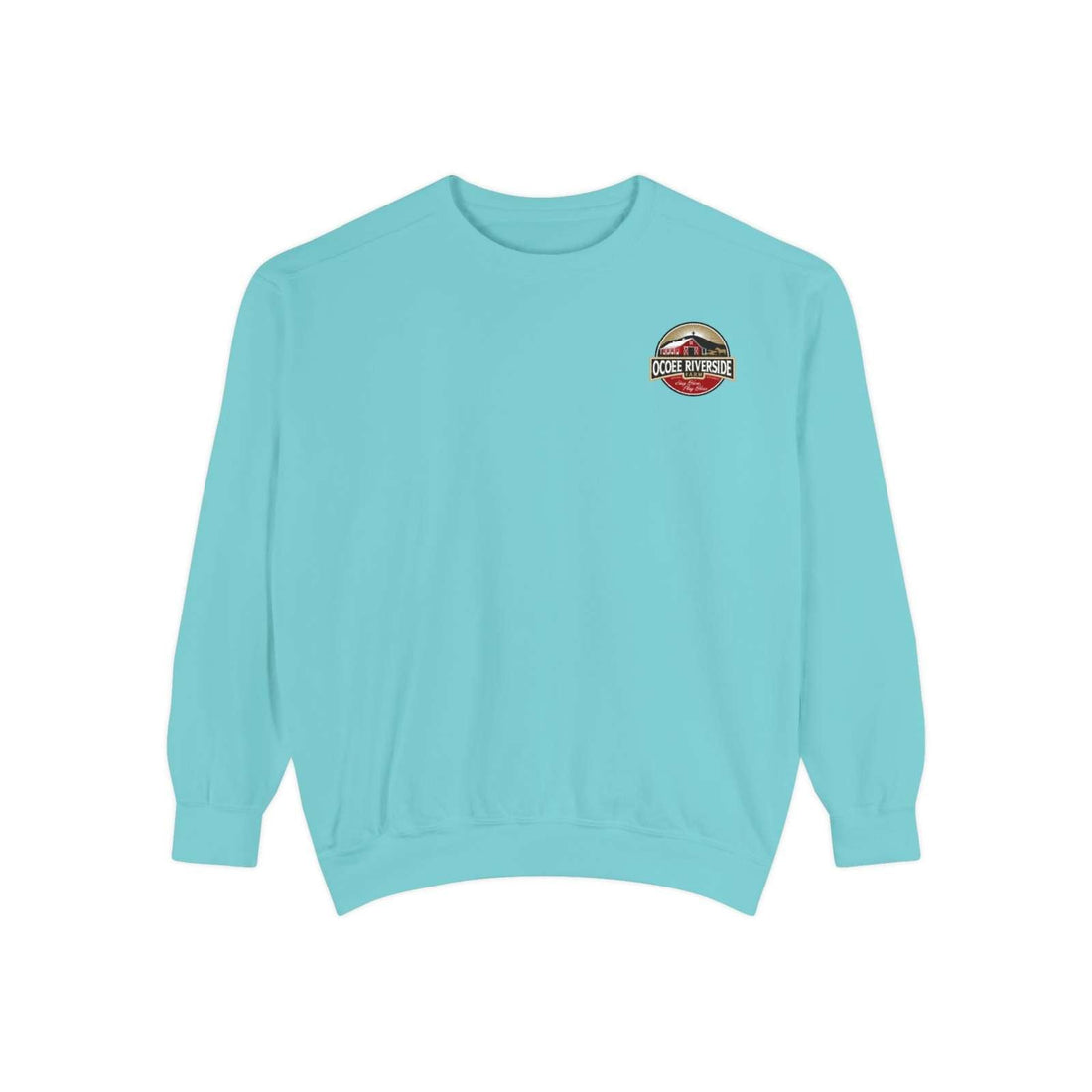 Farm animal sweatshirt with embroidery decoration on left chest, in a relaxed fit unisex aqua design.