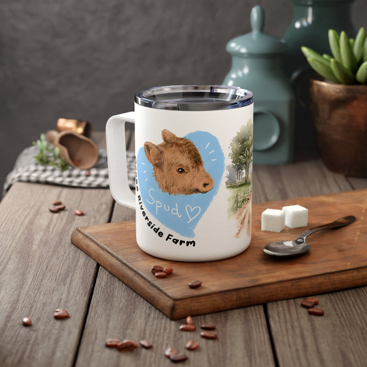 Rustic Farmhouse Insulated Coffee Mug - 10oz with Whimsical Artwork