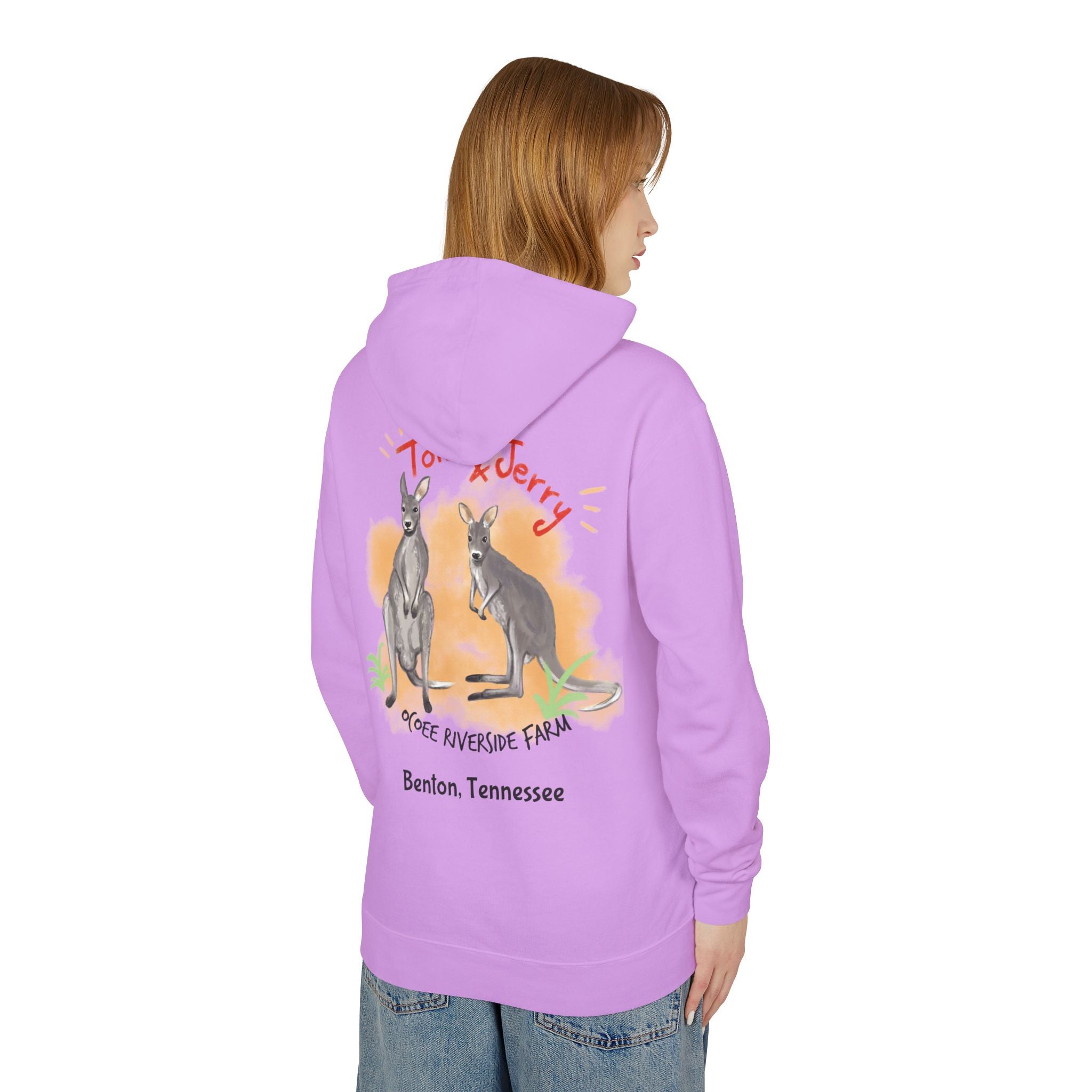 Unisex Lightweight Hooded Sweatshirt - Ocoee Riverside Farm Cute Kangaroo