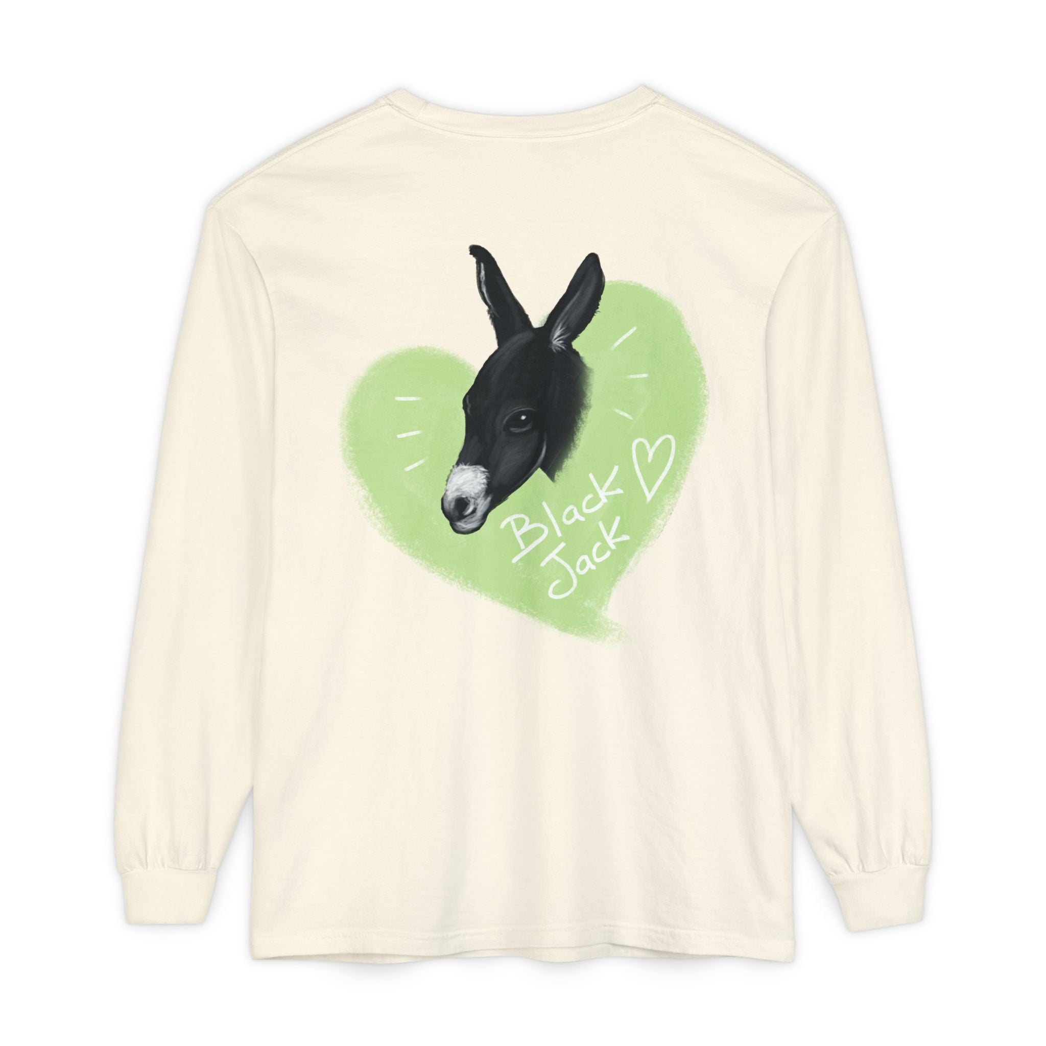 Unisex Long Sleeve Tee with Black Jack Graphic | Cute Animal Lover Shirt
