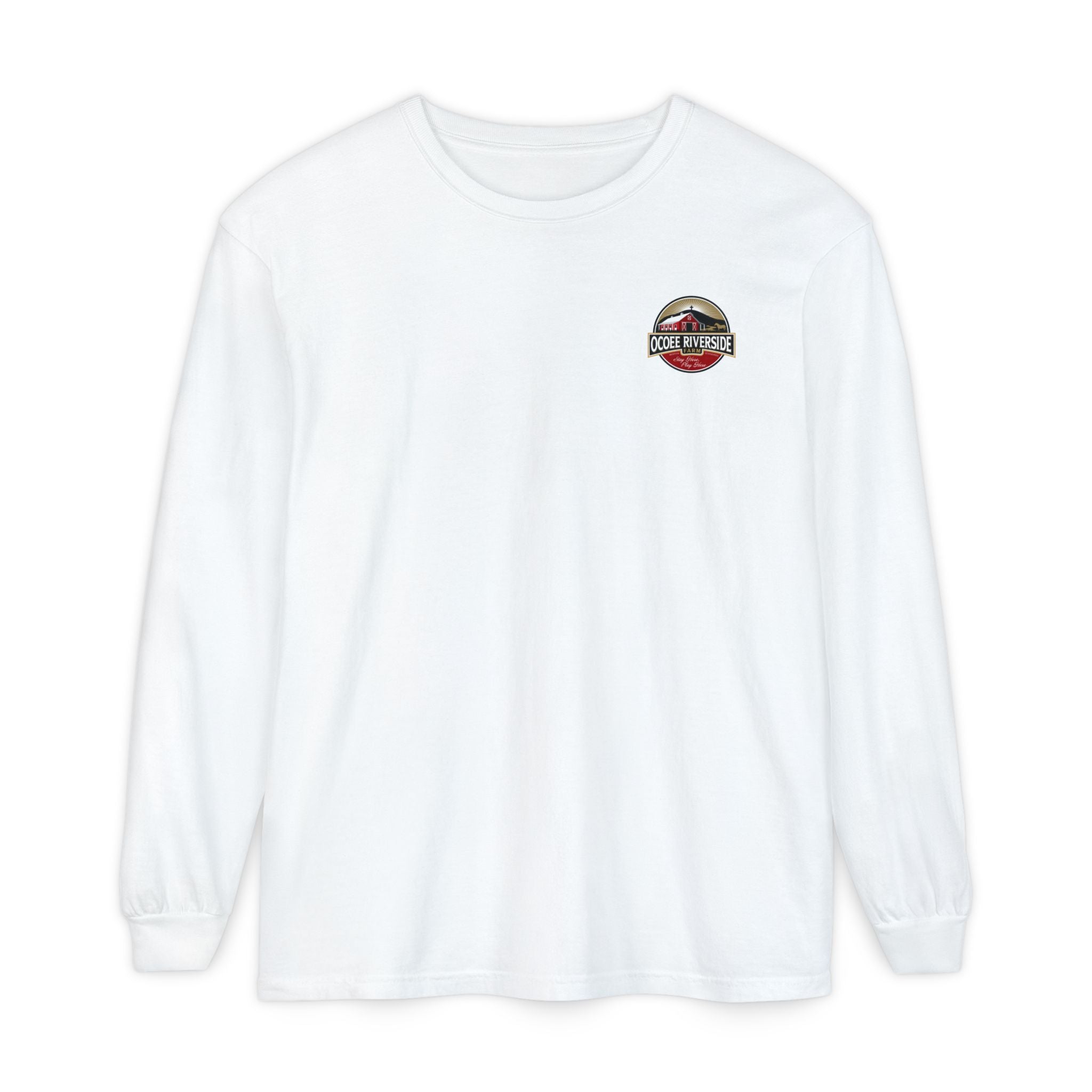 Unisex Garment-Dyed Long Sleeve T-Shirt with Cow Design - Perfect for Animal Lovers