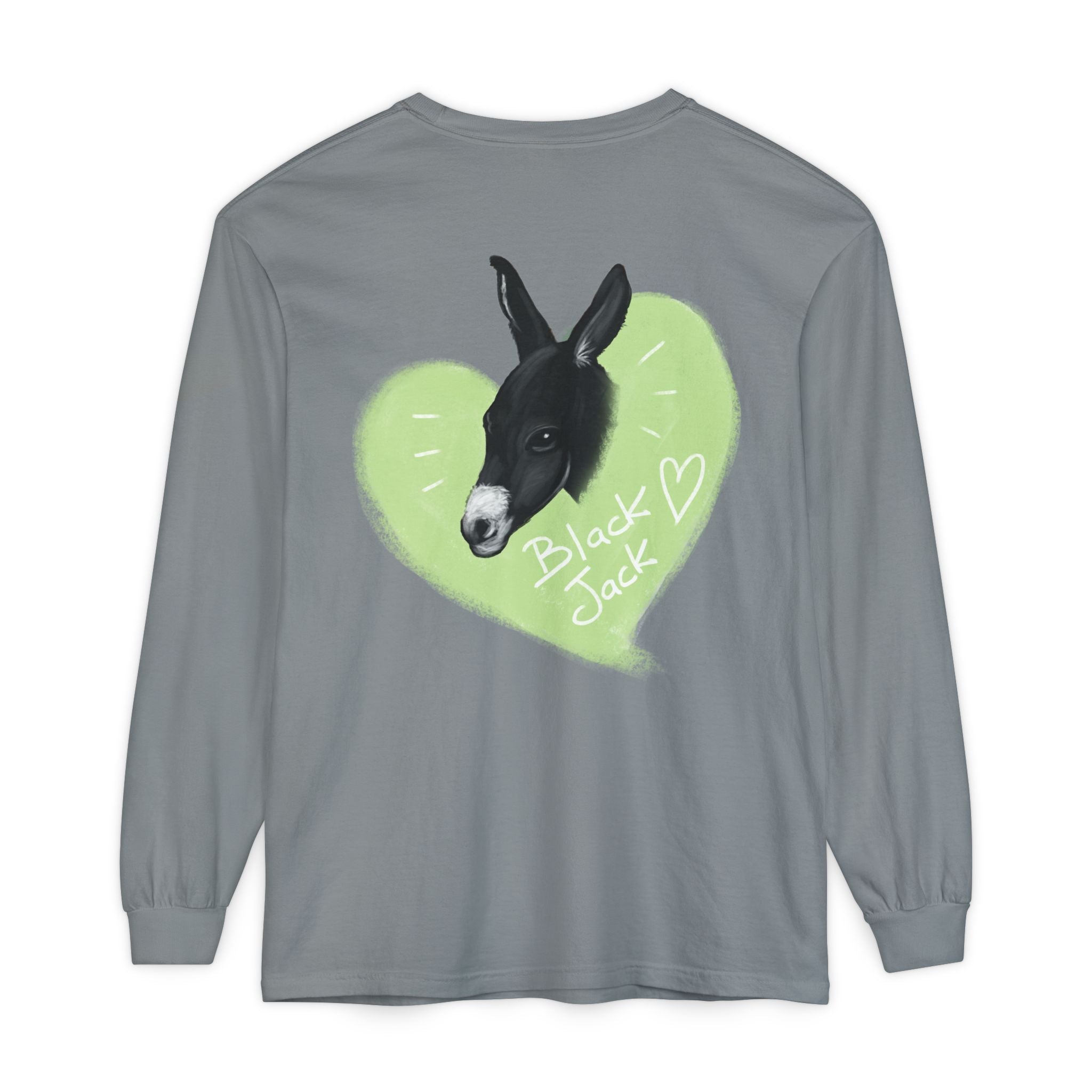 Unisex Long Sleeve Tee with Black Jack Graphic | Cute Animal Lover Shirt