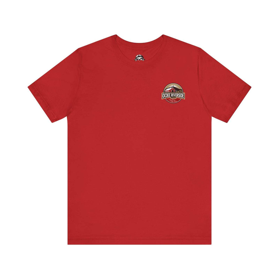 Red Farm Life T-Shirt featuring Annie the Cow with Red Bow, Ocoee Riverside logo.
