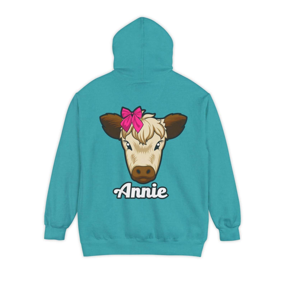 Unisex hoodie featuring a cute cow design, perfect for farm animal lovers.
