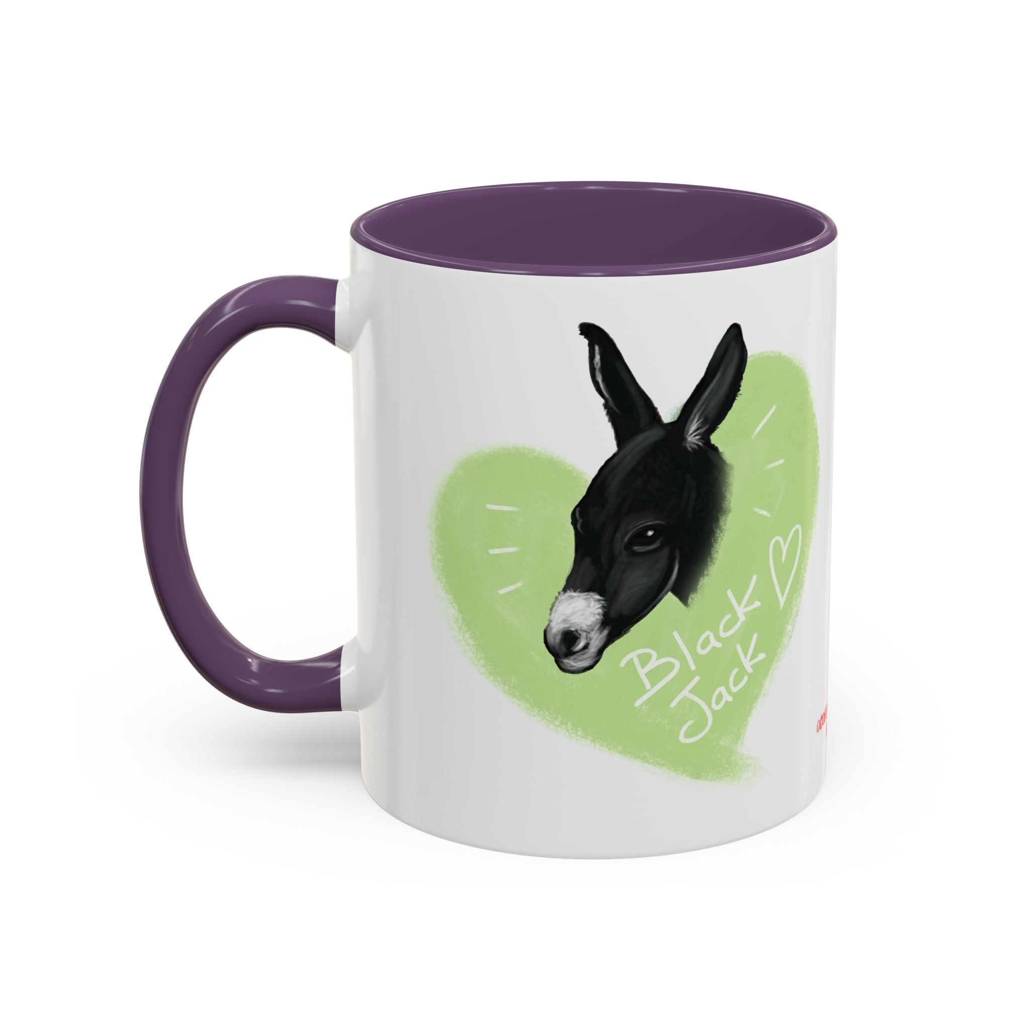A donkey featuring the words "Black Jack" prominently displayed on its side at Ocoee Riverside Farm Coffee Mug