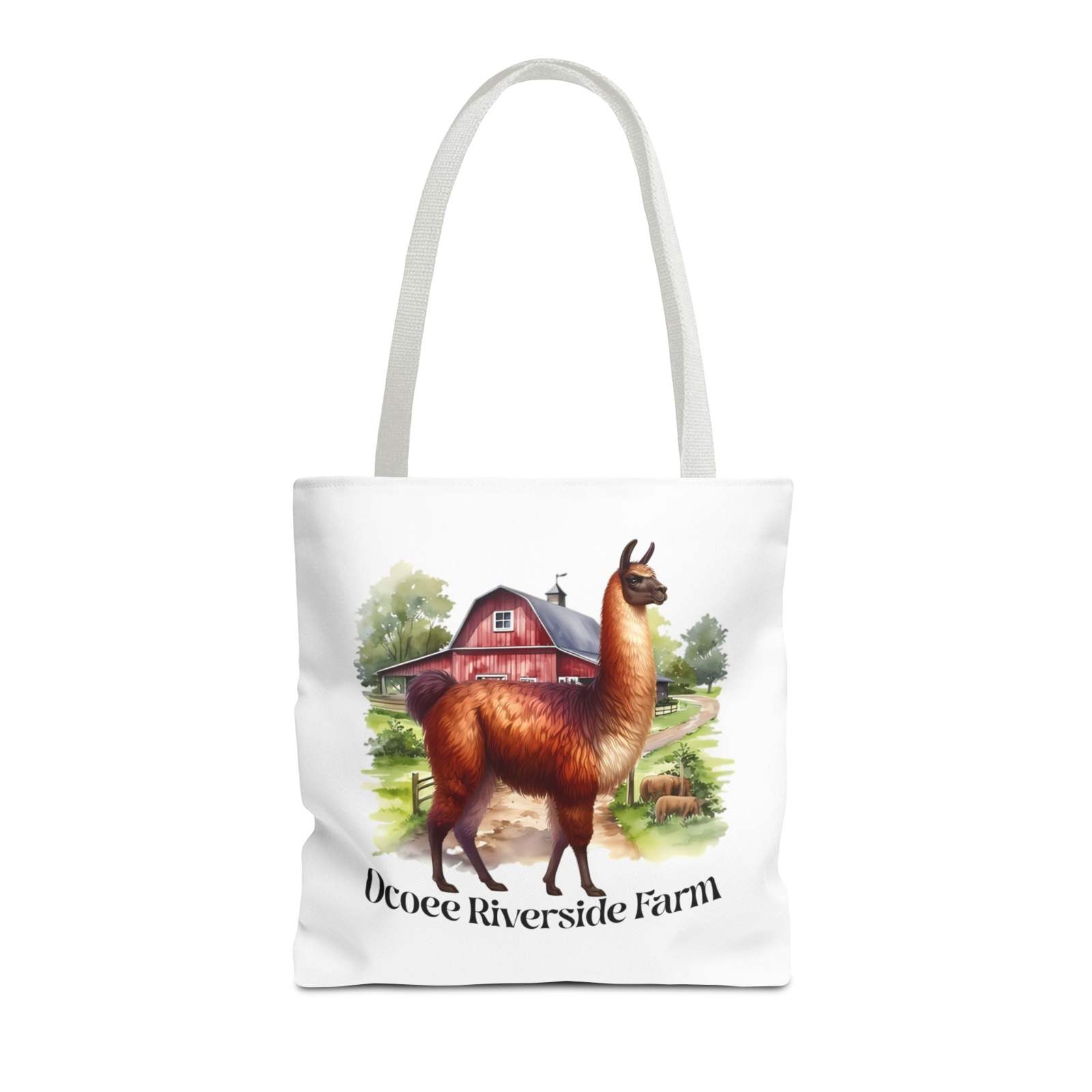 Eco-friendly Alpaca Tote Bag from Ocoee Riverside Farm with animal design and durable polyester material