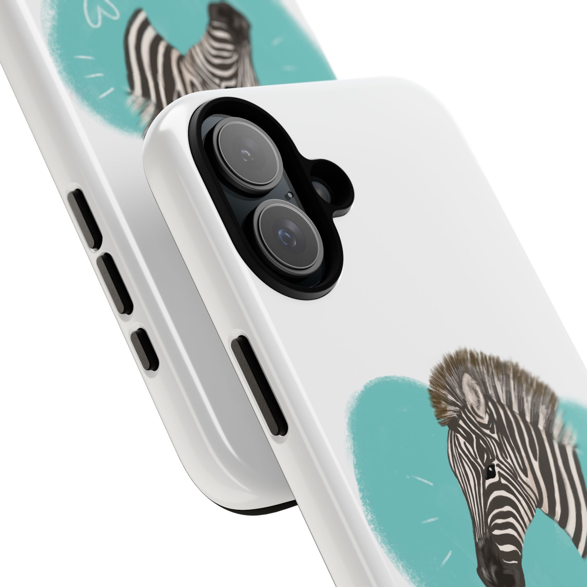 A zebra adorned with the word "Marty" creatively integrated into its stripes at Ocoee Riverside Farm Phone Case