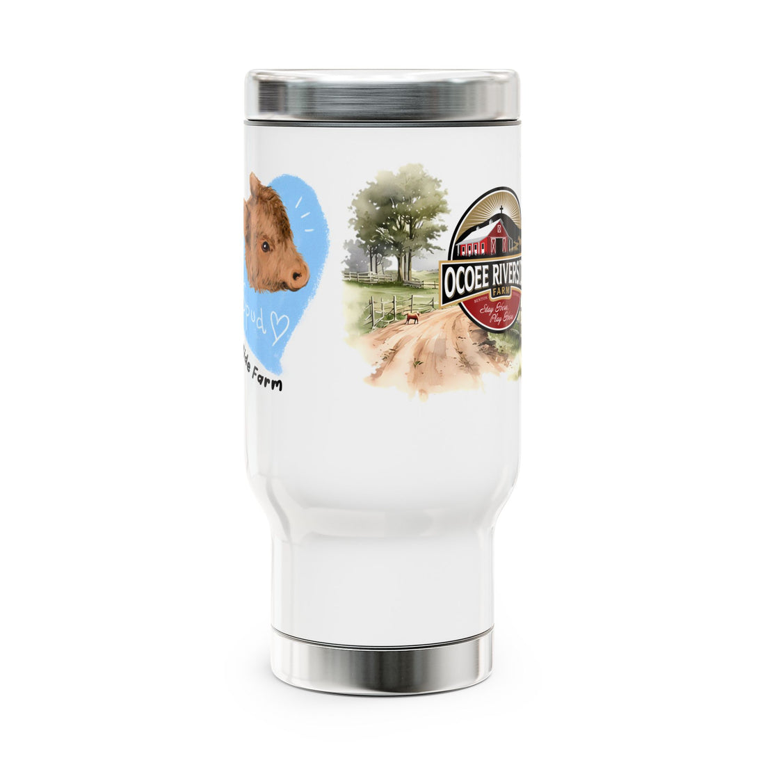 Personalized Stainless Steel Travel Mug - Farm Animal Design, 14oz