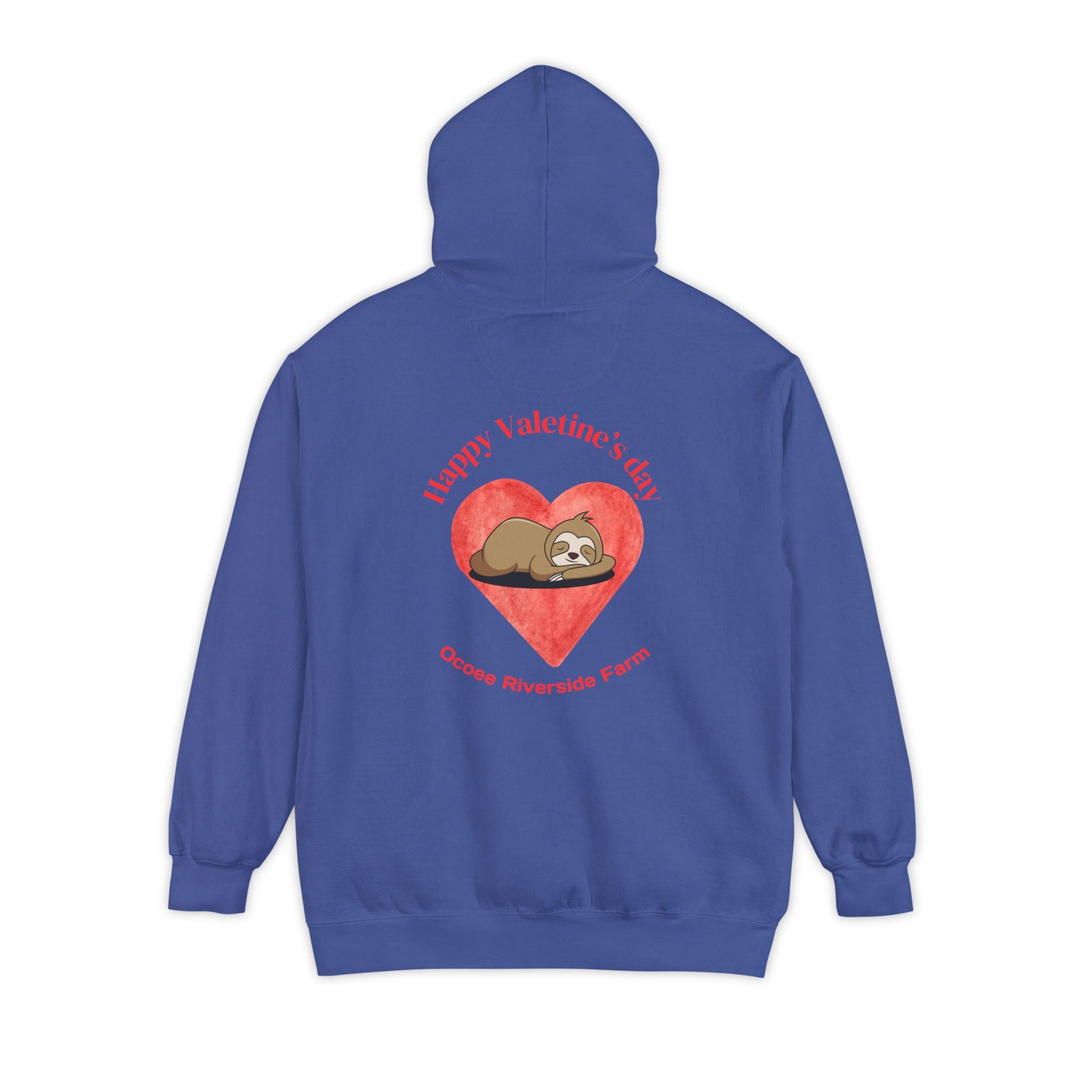 Valentine's Day Unisex Garment-Dyed Hoodie with Cute Sloth Design
