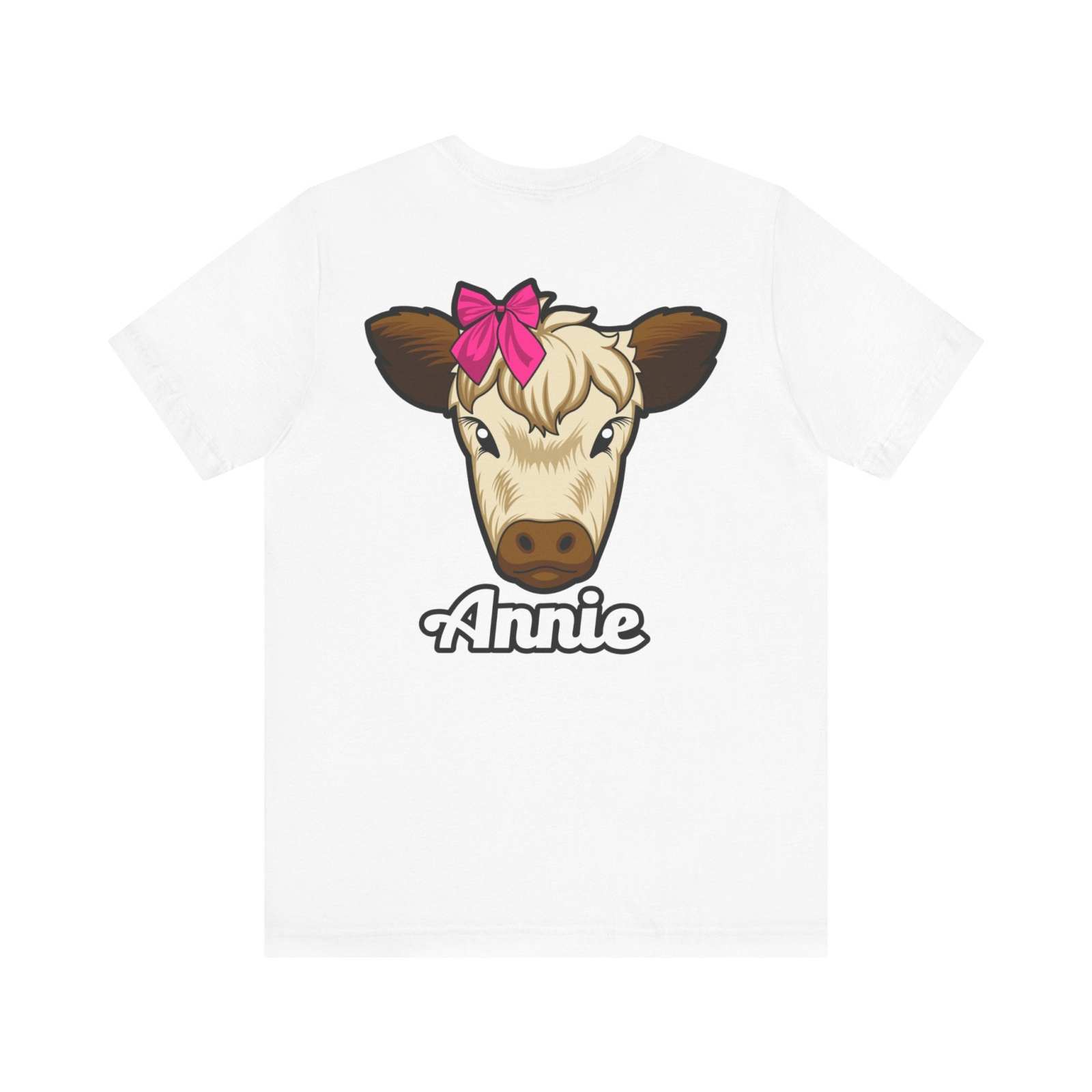 Farm Life T-Shirt featuring Annie the Cow with a red bow design.