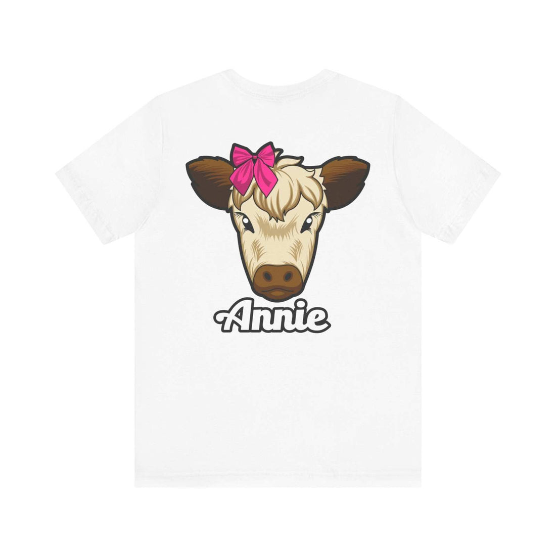 Farm Life T-Shirt featuring Annie the Cow with a red bow design.