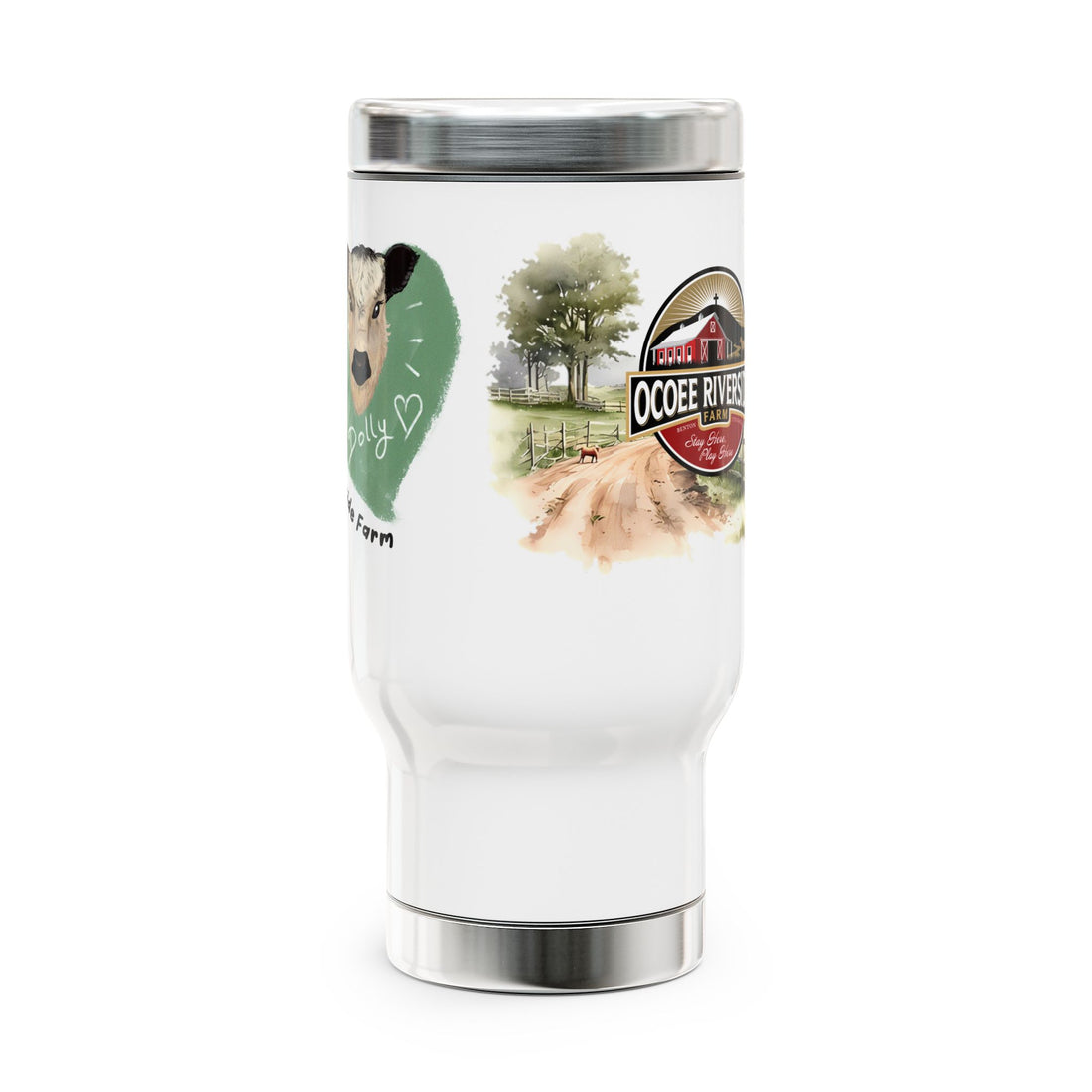 Personalized Stainless Steel Travel Mug - Farm Animal Design, 14oz