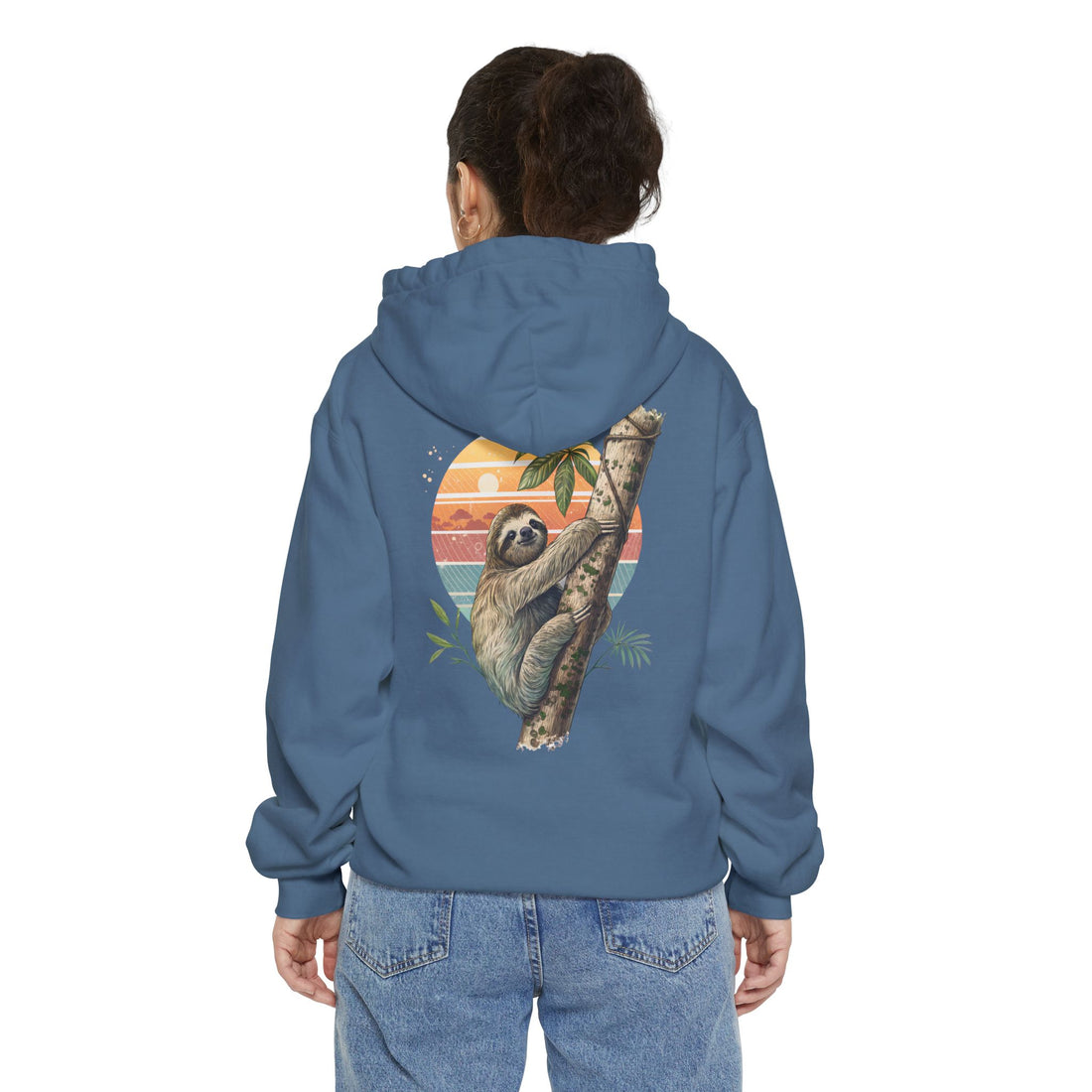 Funny Sloth Vintage-Inspired Unisex Garment-Dyed Hoodie - Cozy Universe Design