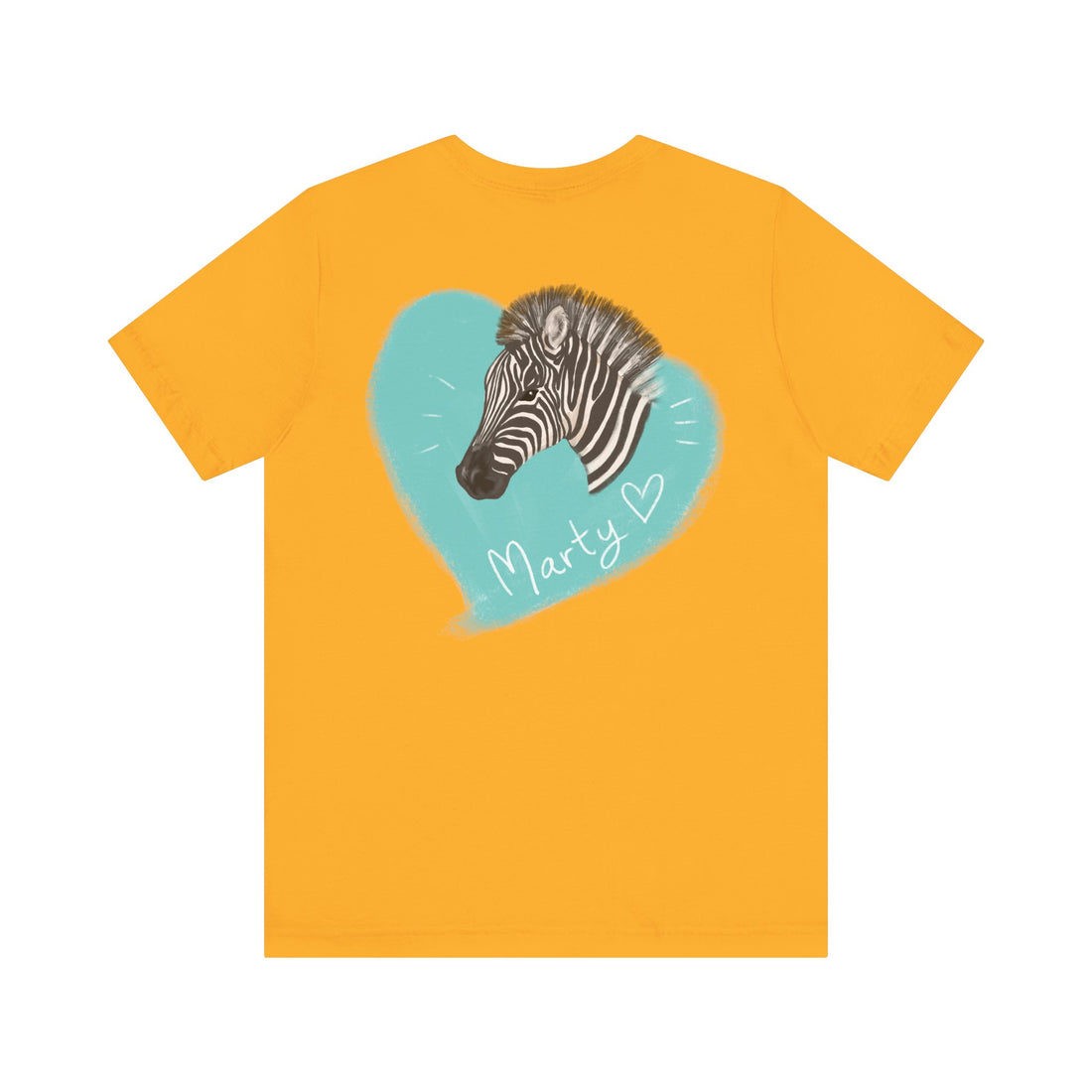 A zebra adorned with the word "Marty" creatively integrated into its stripes at Ocoee Riverside Farm T-Shirt