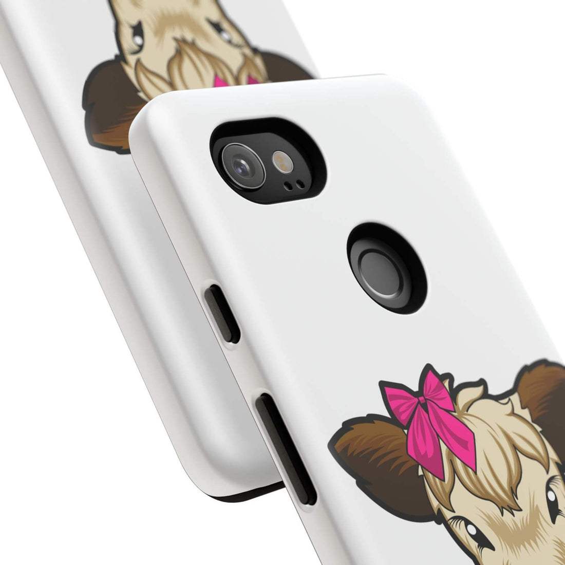 Cute cow phone case with red bow, perfect farm animal lover gift.