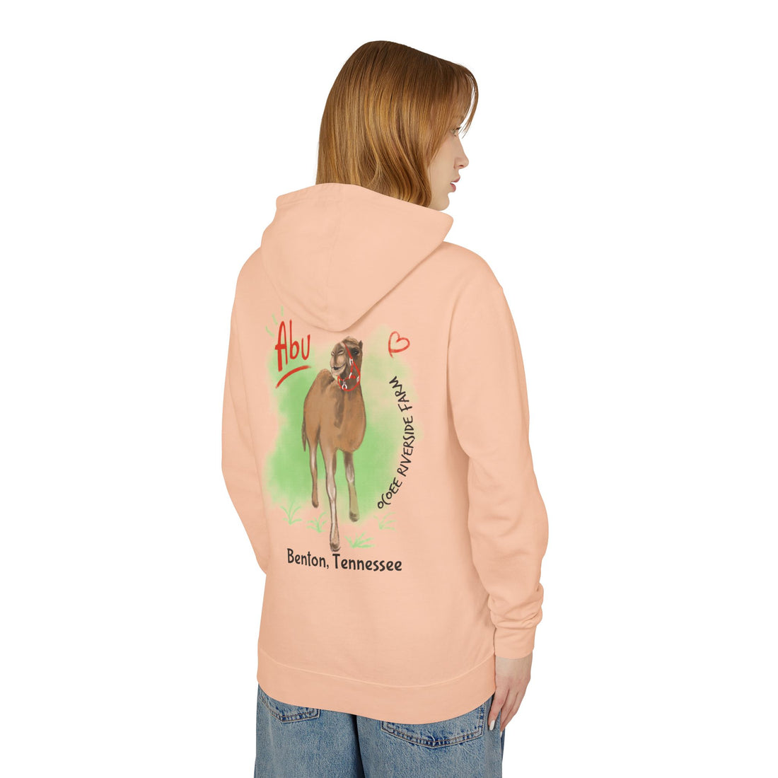 Unisex Lightweight Hooded Sweatshirt - Ocoee Riverside Farm Cute Camel