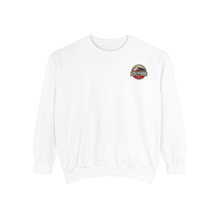 A zebra adorned with the word "Marty" creatively integrated into its stripes at Ocoee Riverside Farm Sweatshirt