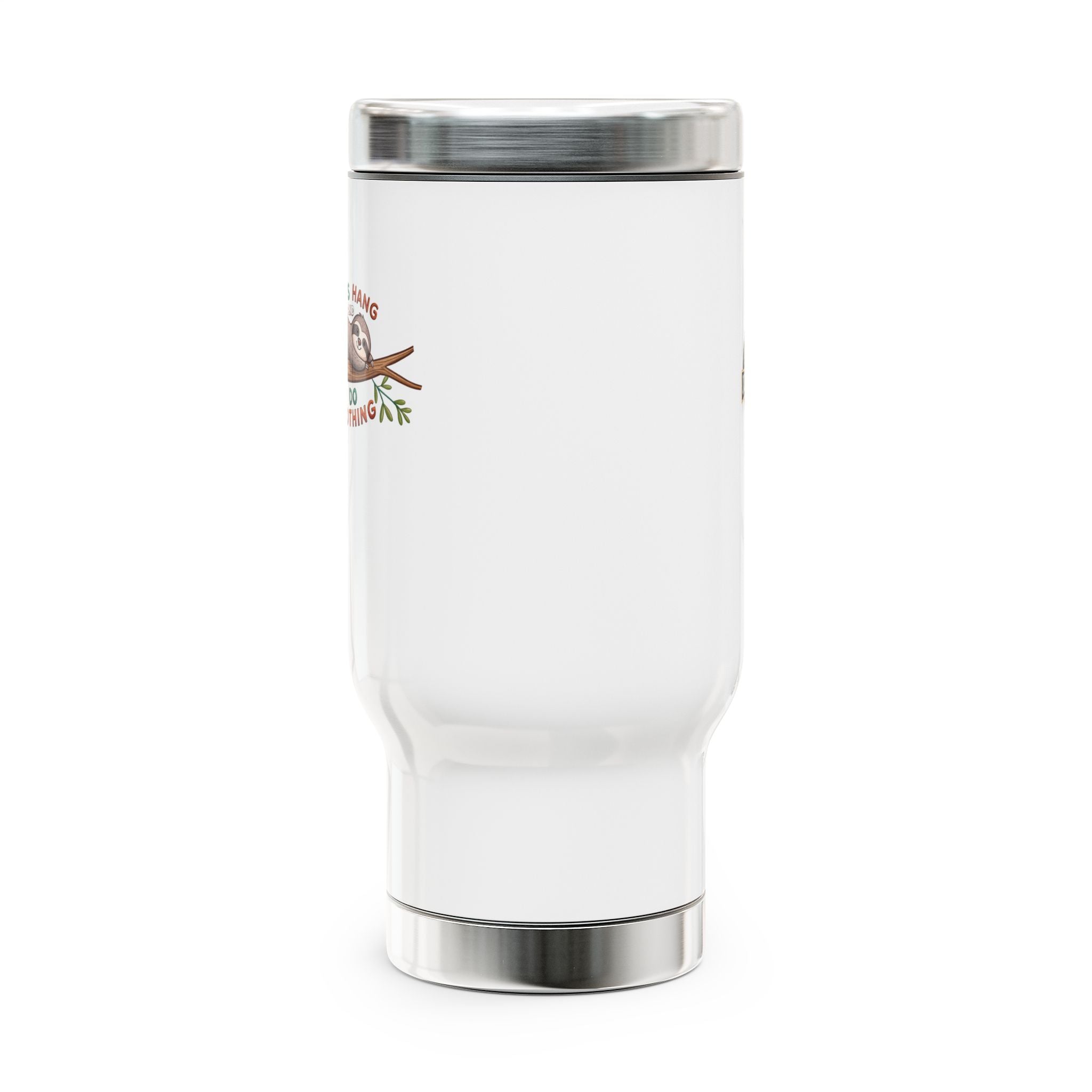 Whimsical Sloth Travel Mug - 14oz Stainless Steel with Handle, Perfect for Relaxing Days