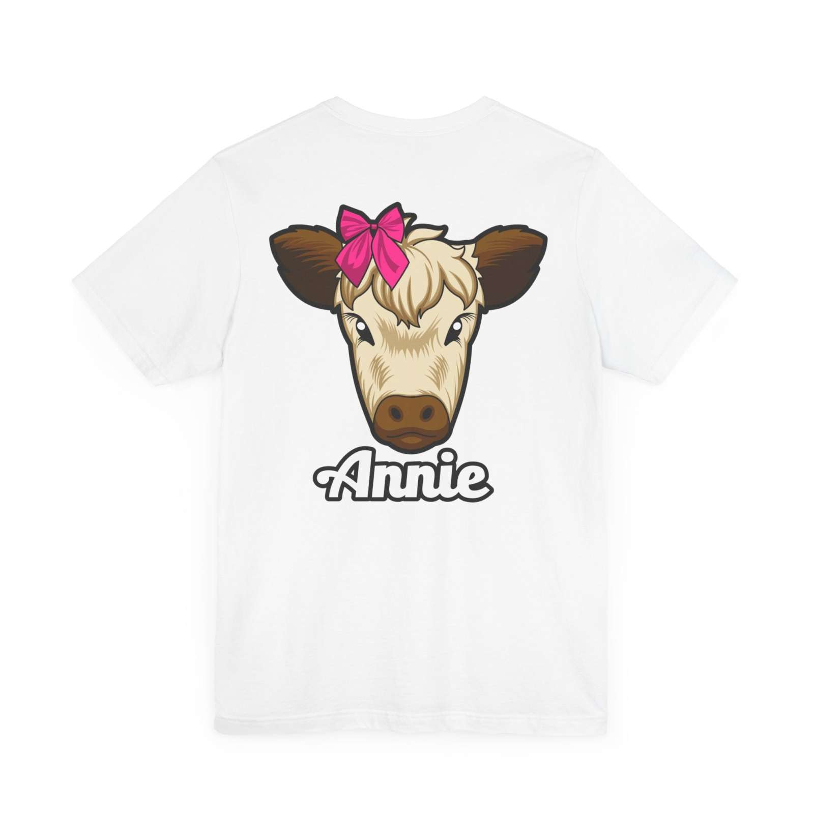 Annie the Cow with Red Bow on Farm Life T-Shirt - Ocoee Riverside Design