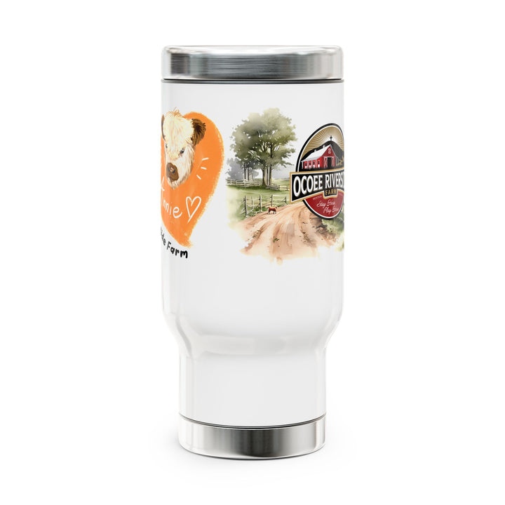 Personalized Stainless Steel Travel Mug - Farm Animal Design, 14oz