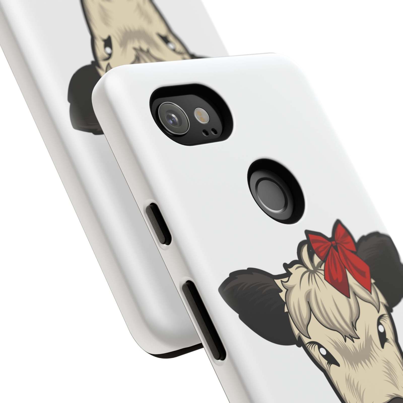Farmhouse Chic Phone Case with red bow cow design, featuring rustic charm and durable protection.