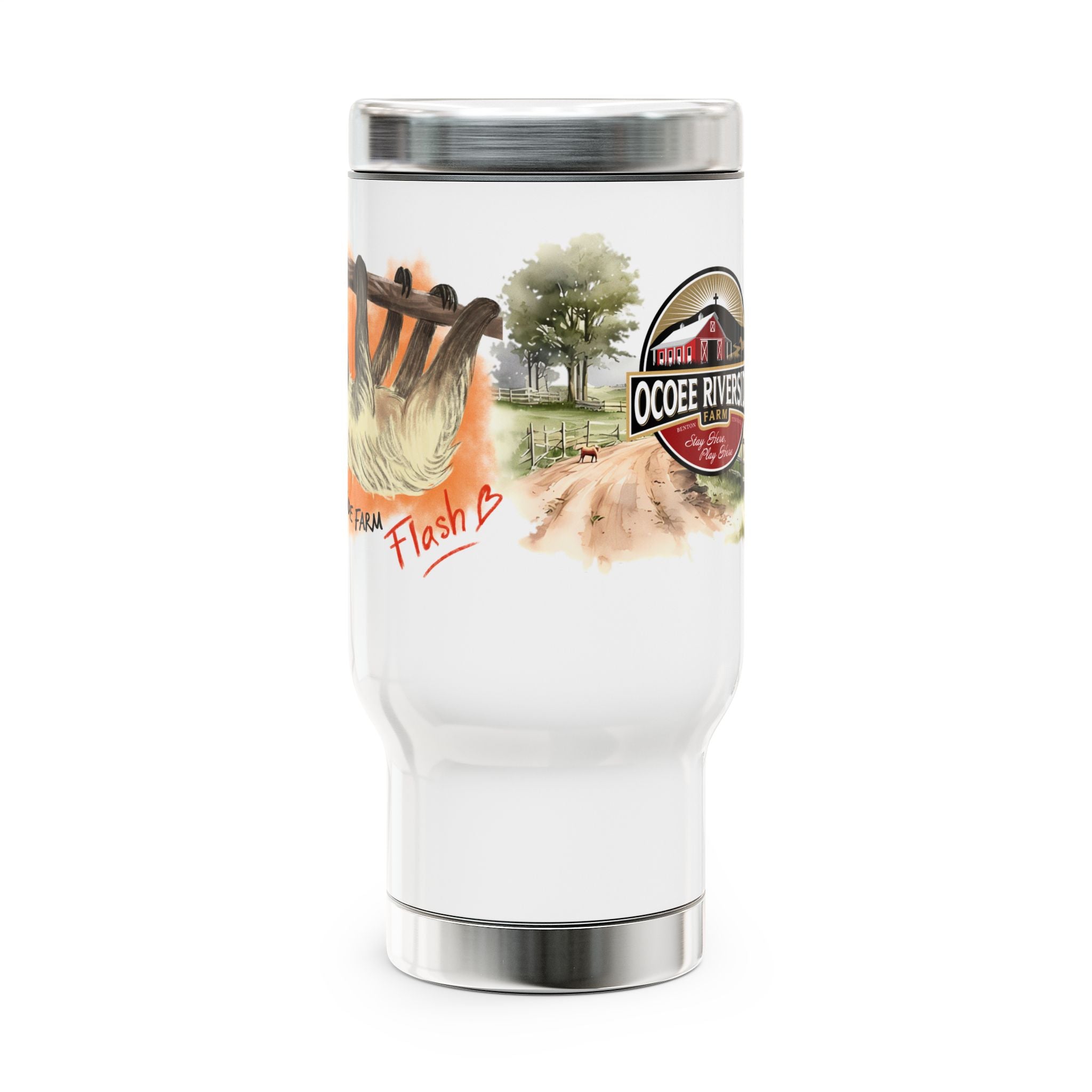 Personalized Stainless Steel Travel Mug - Farm Animal Design, 14oz