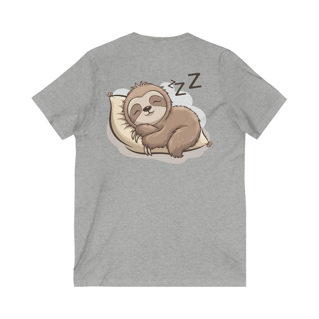 Sleepy Sloth V-Neck Tee - Relaxed Unisex Short Sleeve Shirt