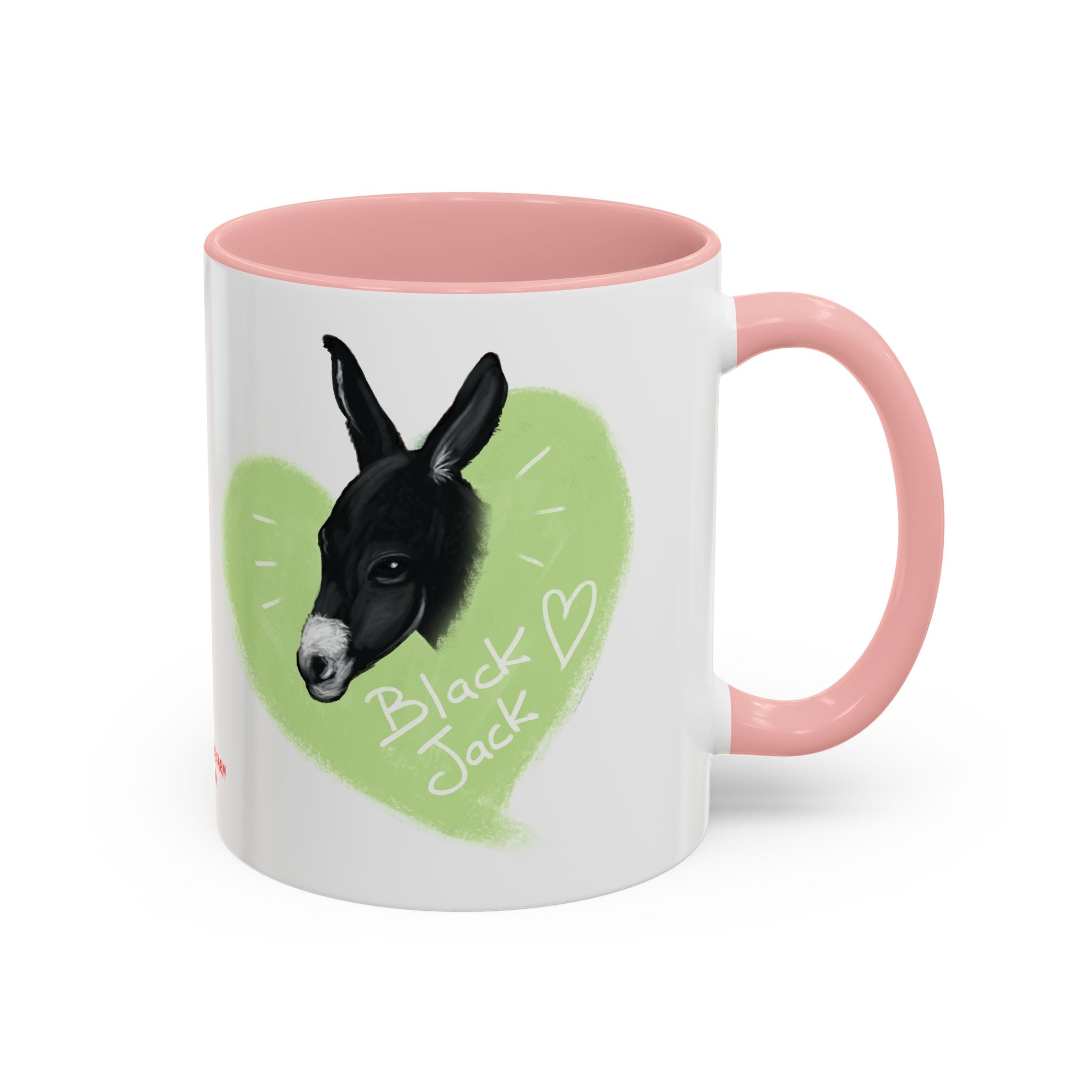 A donkey featuring the words "Black Jack" prominently displayed on its side at Ocoee Riverside Farm Coffee Mug