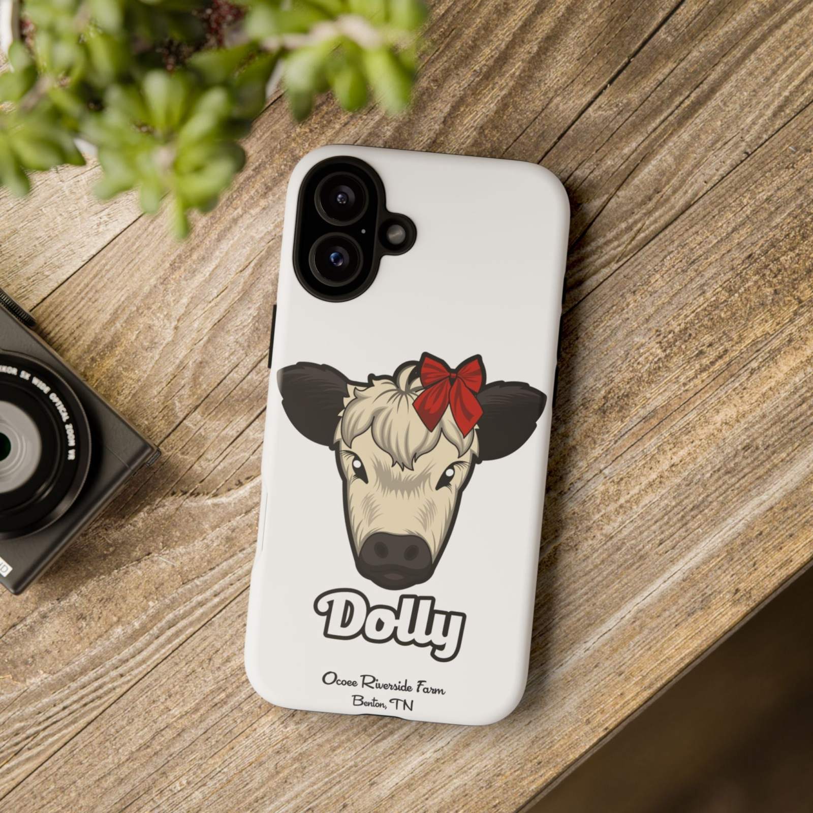 Farmhouse Chic Phone Case with Dolly the Cow and Red Bow