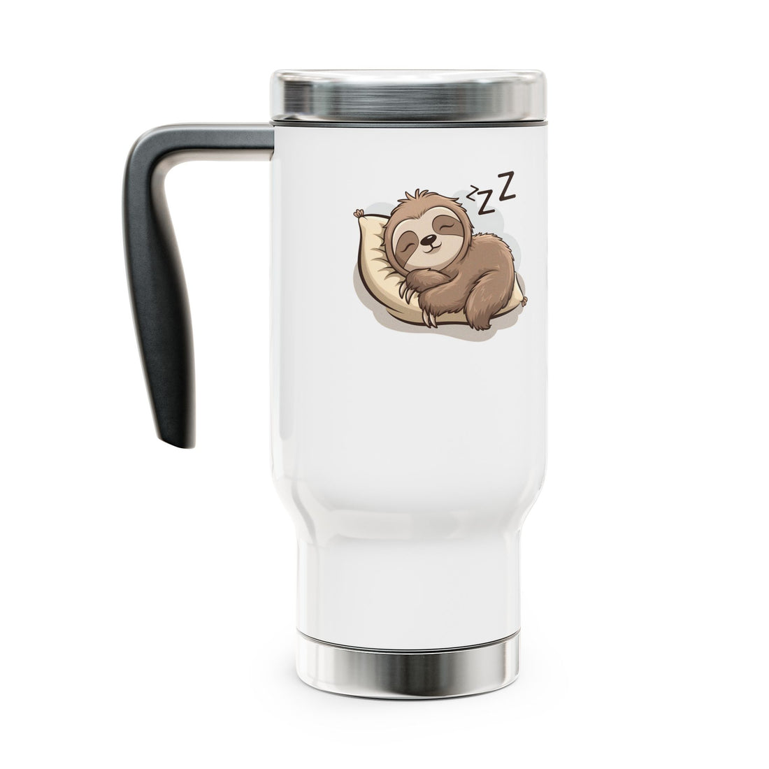 Sleepy Sloth Stainless Steel Travel Mug with Handle - 14oz