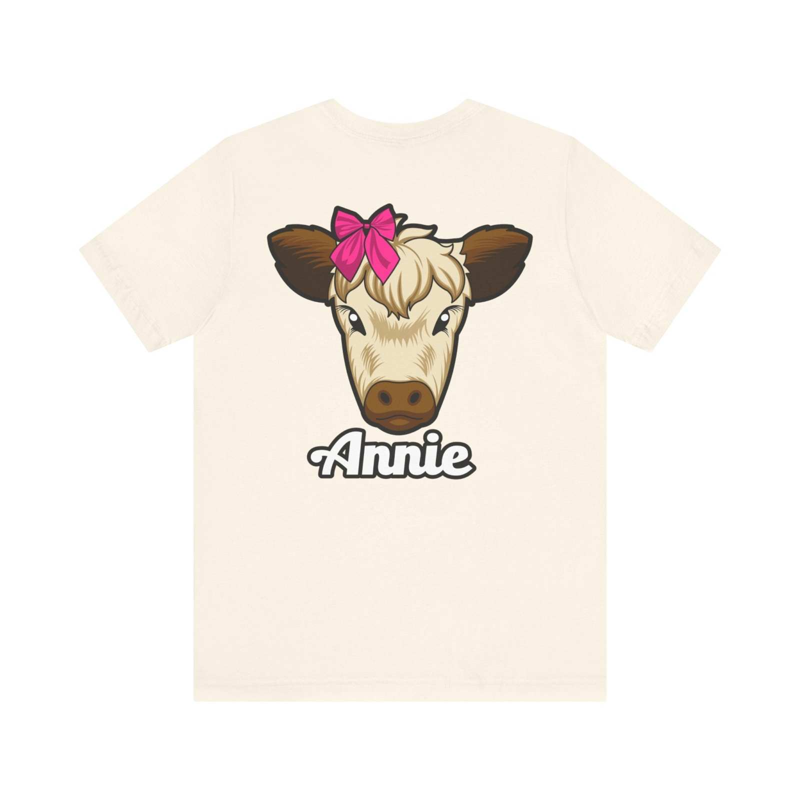 Farm Life T-Shirt featuring Annie the Cow with red bow design.