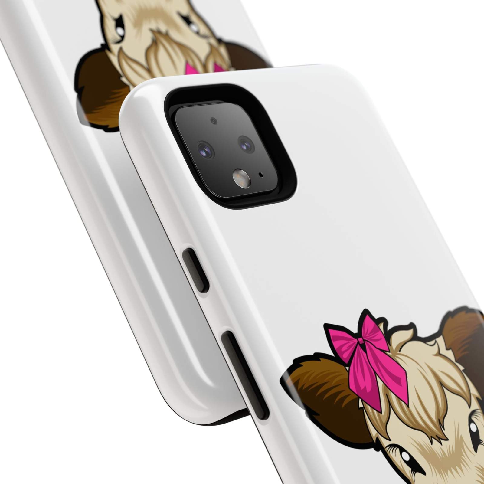 Cute cow phone case with red bow, perfect farm animal lover gift, durable and stylish.