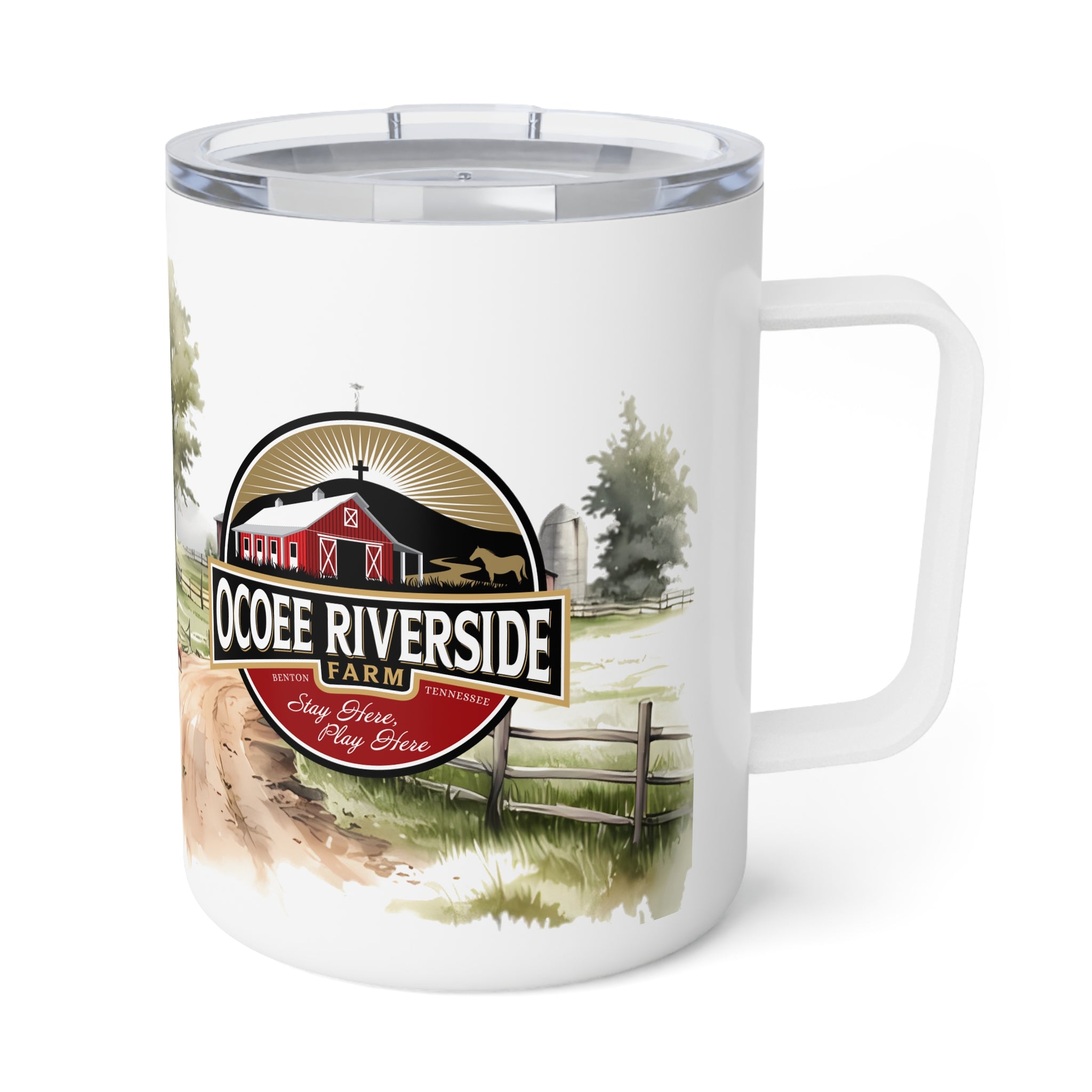 Rustic Farmhouse Insulated Coffee Mug - 10oz with Whimsical Artwork