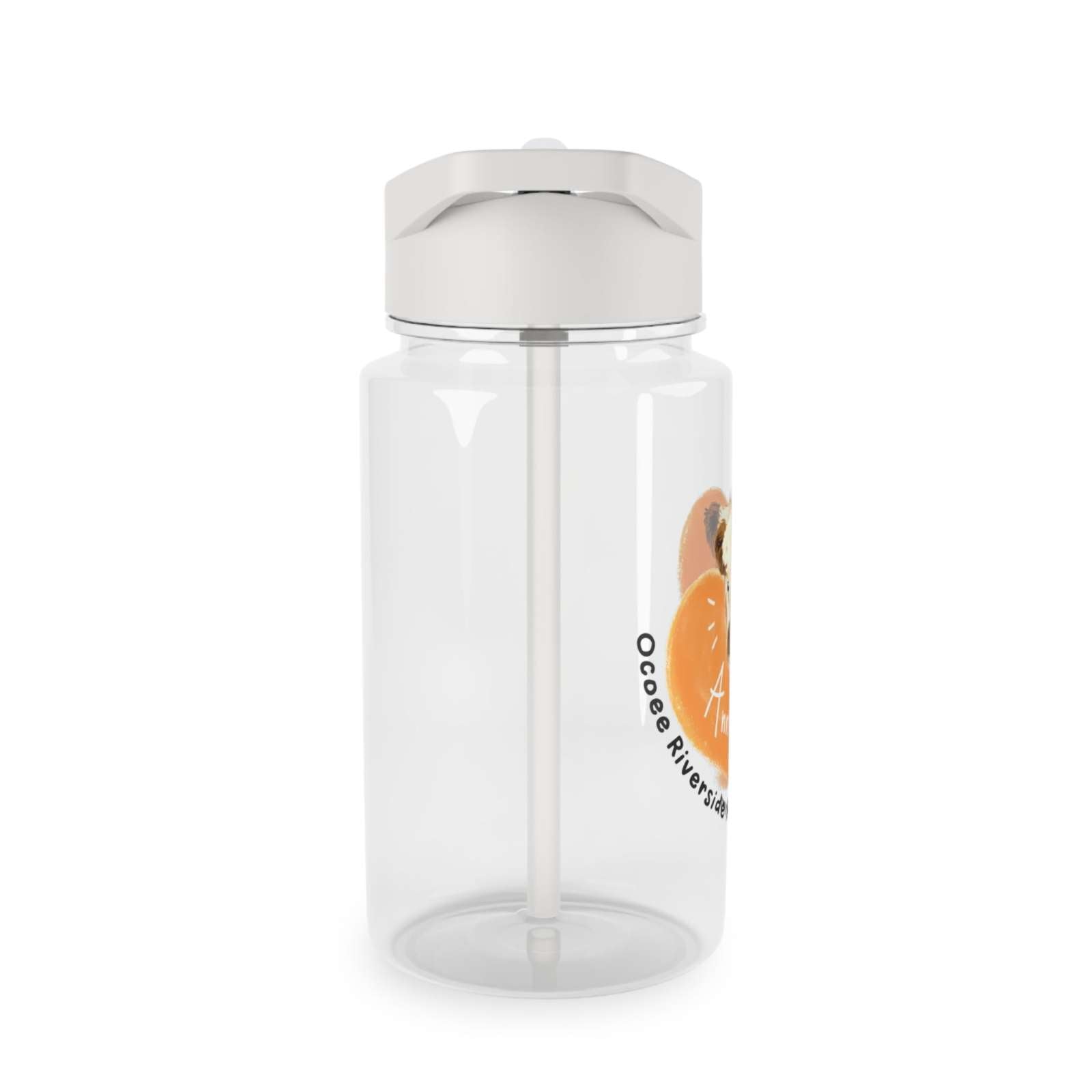 Clear Country Cow Water Bottle with white lid and foldable straw, BPA-free Tritan material, lightweight and reusable for everyday use