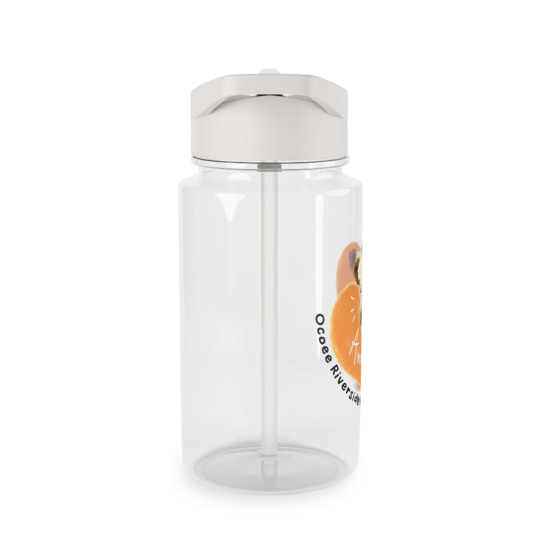 Clear Country Cow Water Bottle with white lid and foldable straw, BPA-free Tritan material, lightweight and reusable for everyday use