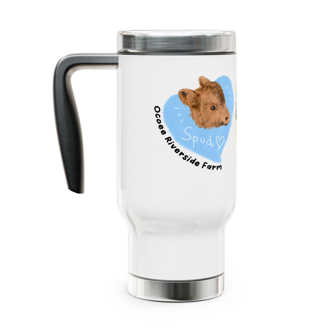 Personalized Stainless Steel Travel Mug - Farm Animal Design, 14oz