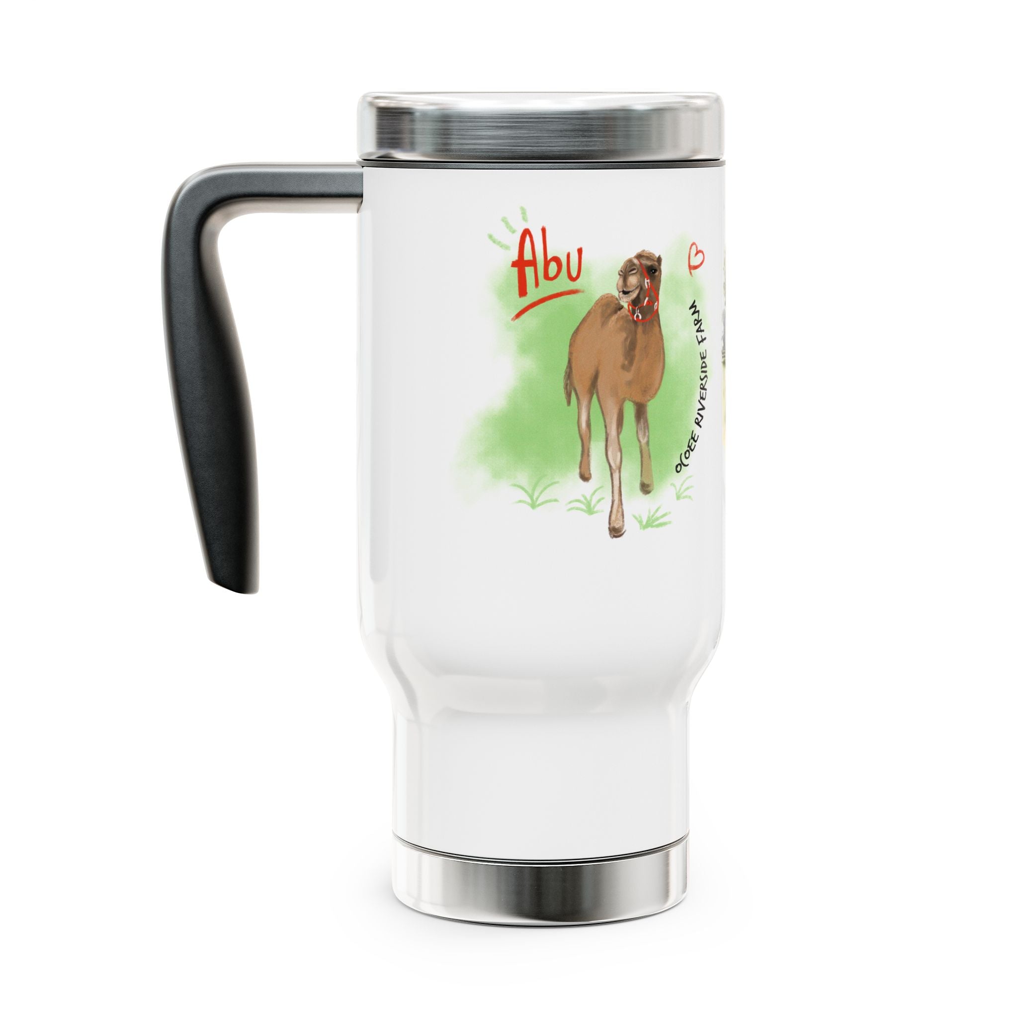 Personalized Stainless Steel Travel Mug - Farm Animal Design, 14oz