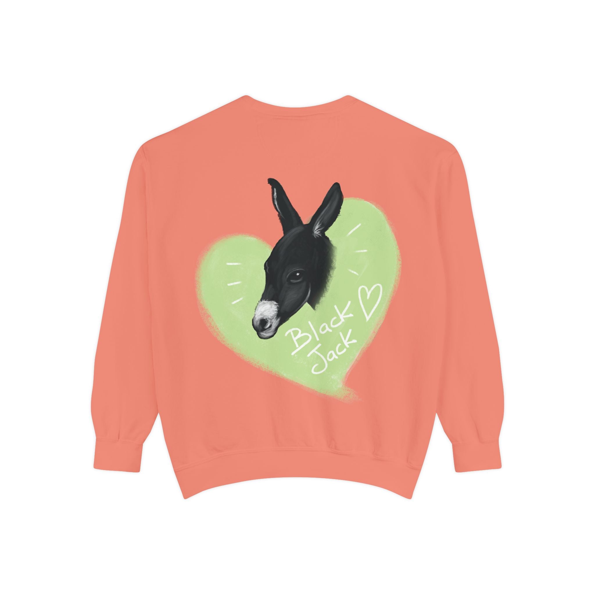 A donkey featuring the words "Black Jack" prominently displayed on its side at Ocoee Riverside Farm Sweatshirt