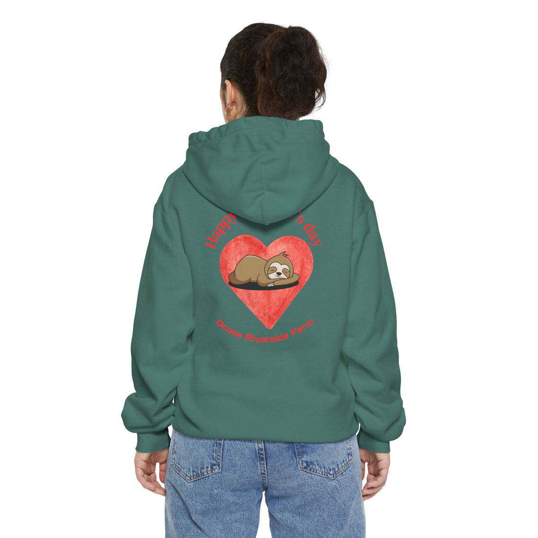 Valentine's Day Unisex Garment-Dyed Hoodie with Cute Sloth Design