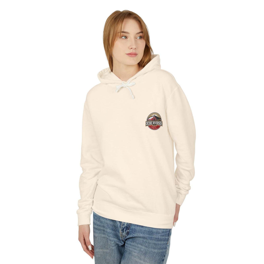 Unisex lightweight Cute Cow Hoodie in cream with front logo patch, made from soft cotton for casual farm-inspired comfort