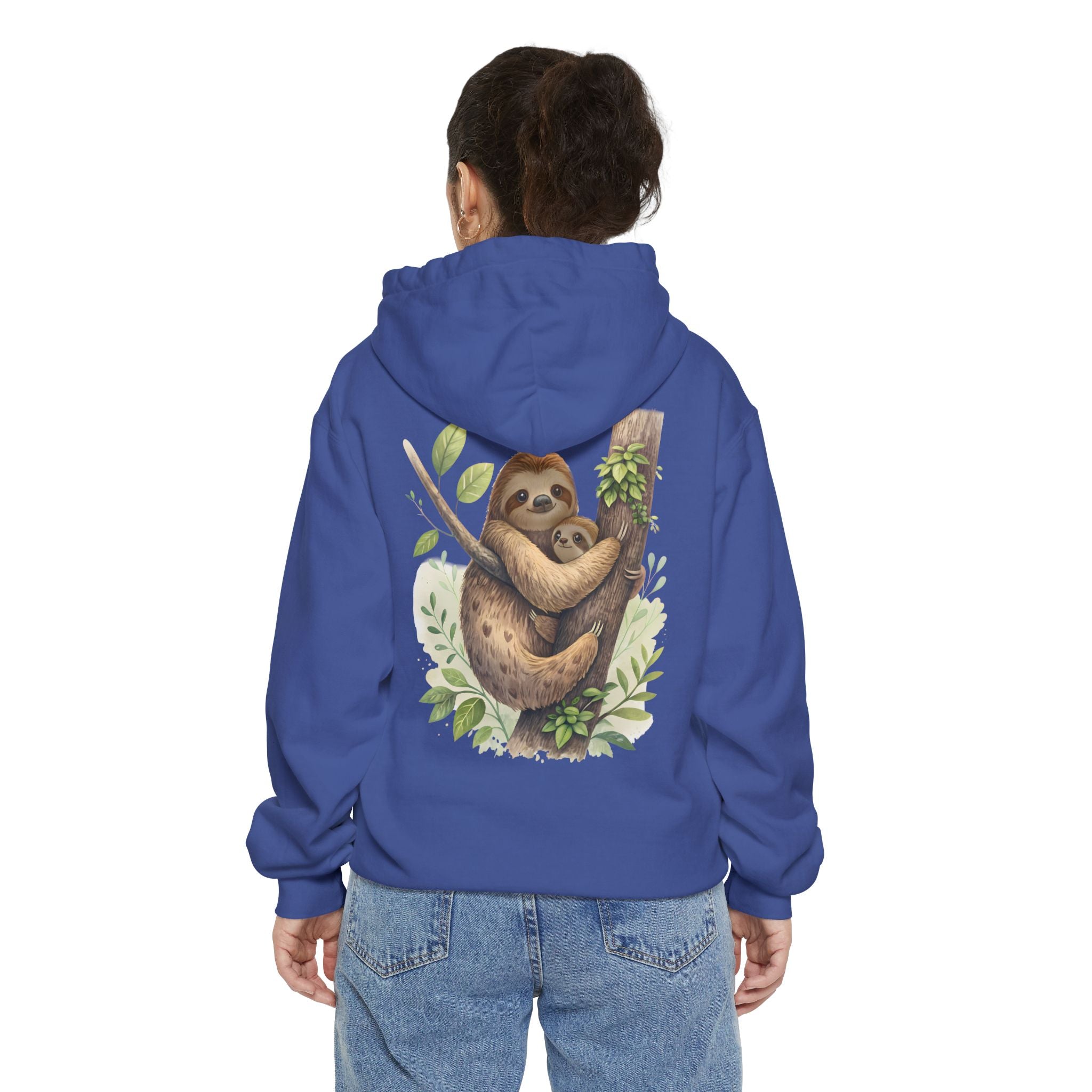 Cozy Sloth Hoodie - Unisex Garment-Dyed Sweatshirt with Nature Design