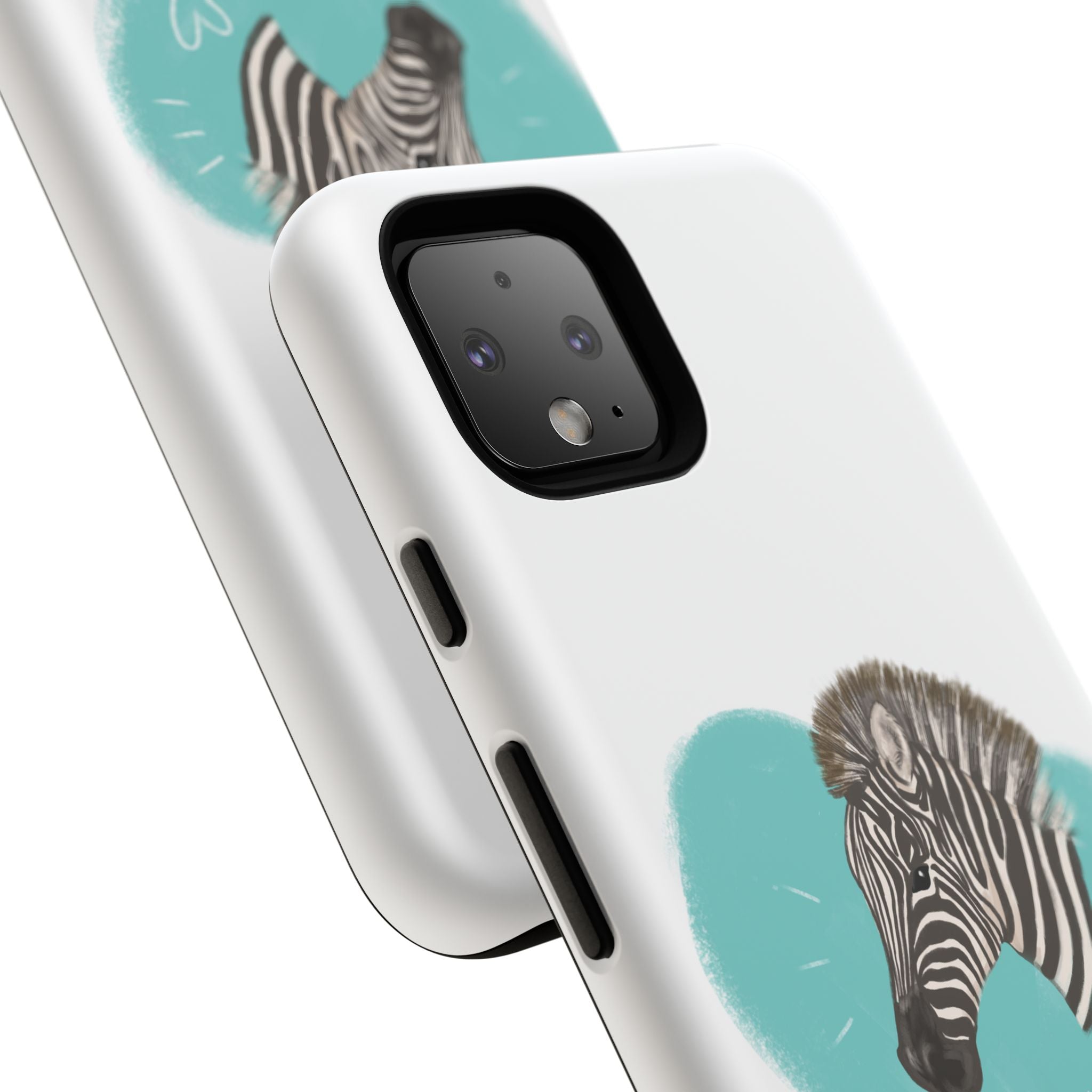 A zebra adorned with the word "Marty" creatively integrated into its stripes at Ocoee Riverside Farm Phone Case