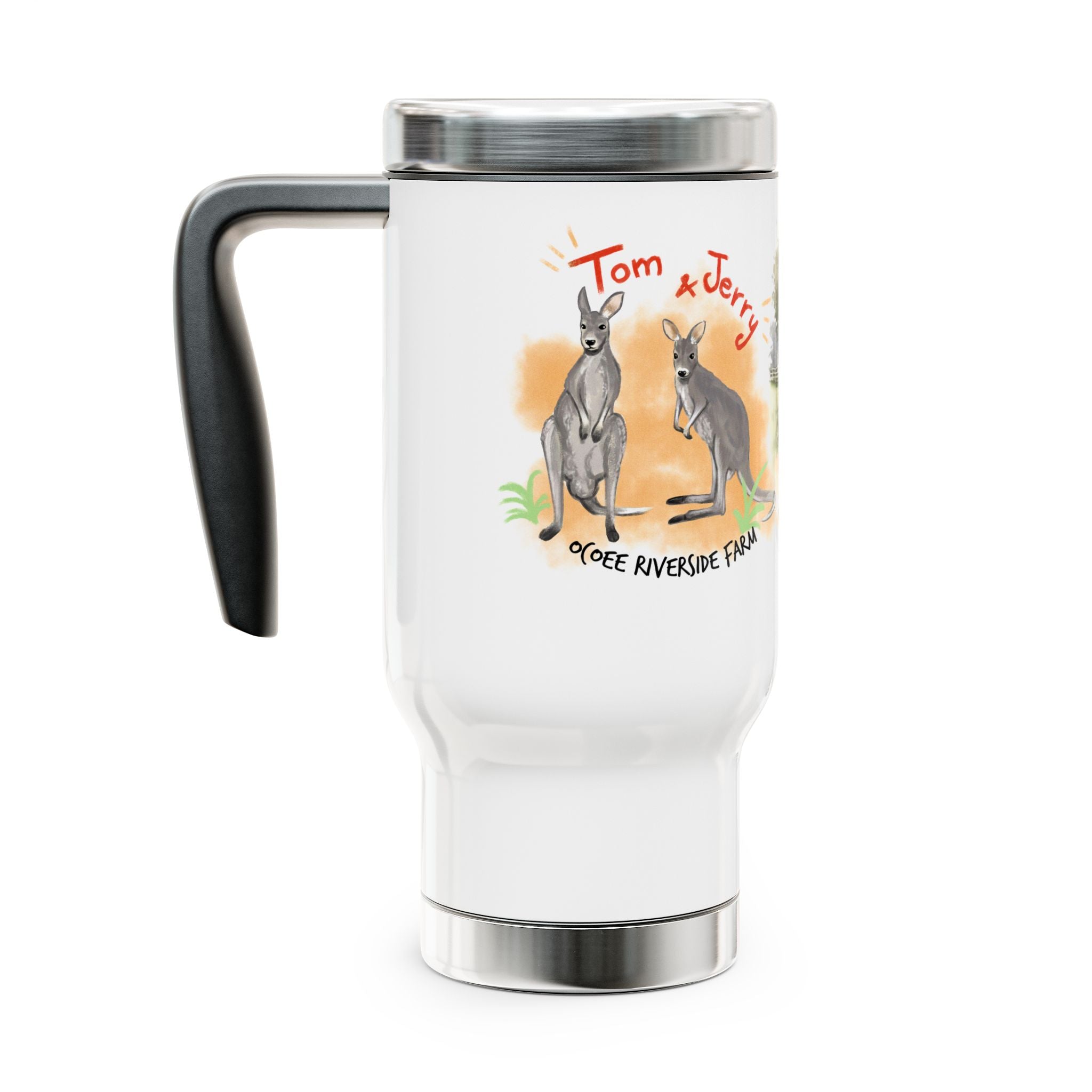 Personalized Stainless Steel Travel Mug - Farm Animal Design, 14oz