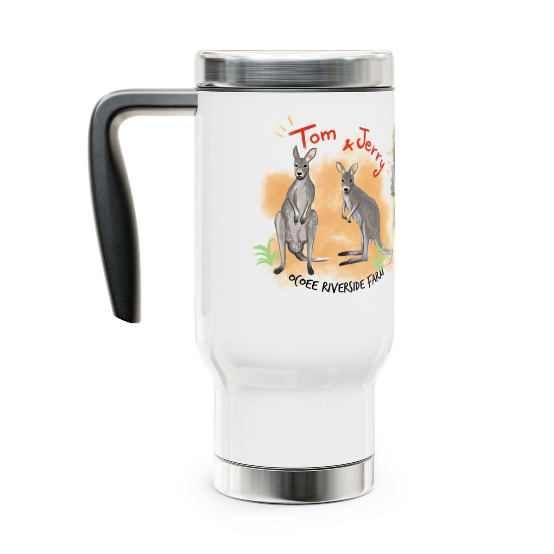 Personalized Stainless Steel Travel Mug - Farm Animal Design, 14oz