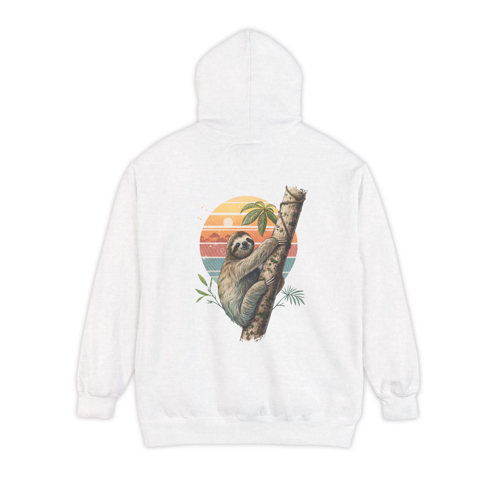 Funny Sloth Vintage-Inspired Unisex Garment-Dyed Hoodie - Cozy Universe Design