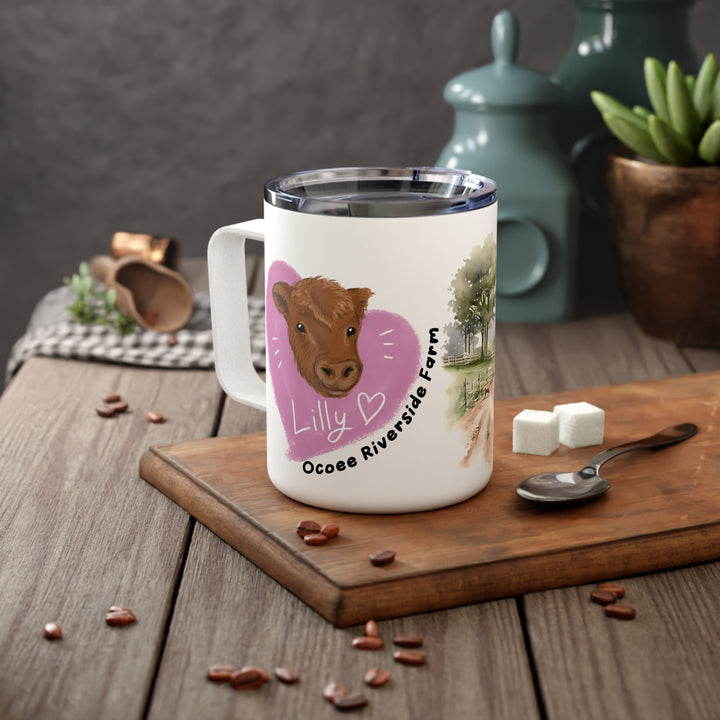Rustic Farmhouse Insulated Coffee Mug - 10oz with Whimsical Artwork